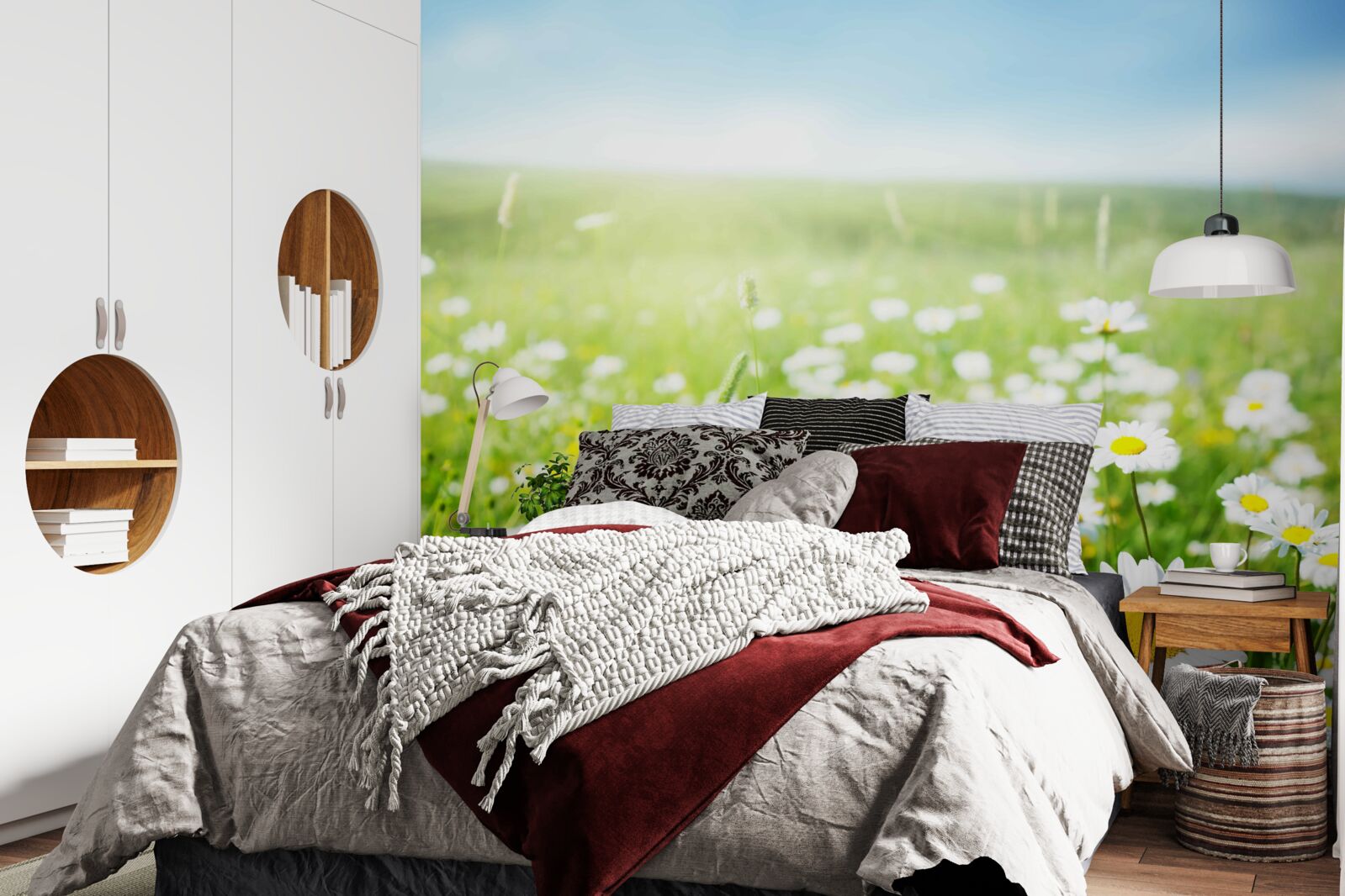 Фотошпалери білі ромашки на сонці