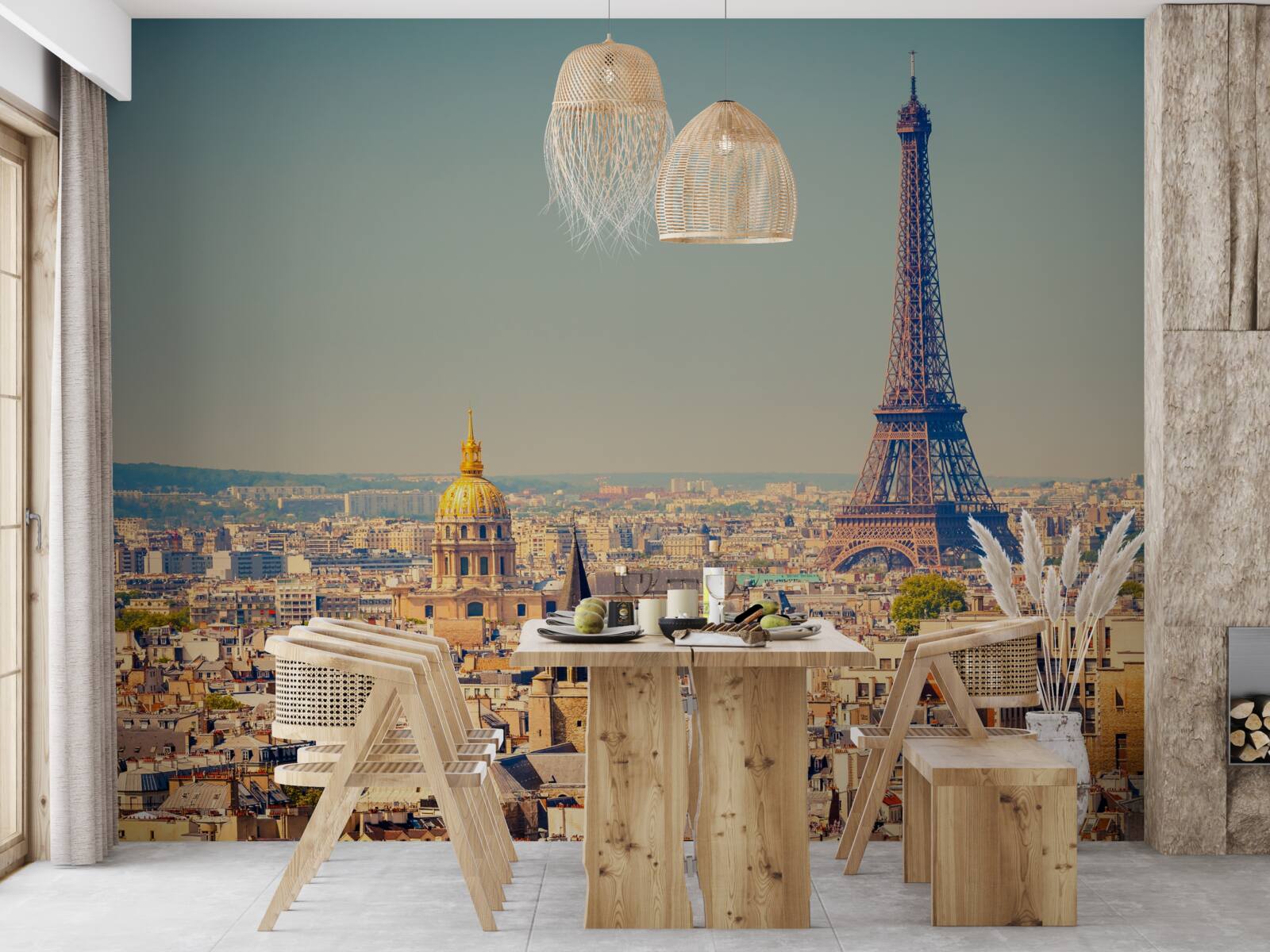 Фотошпалери Ейфелева вежа височіє над величезним містом