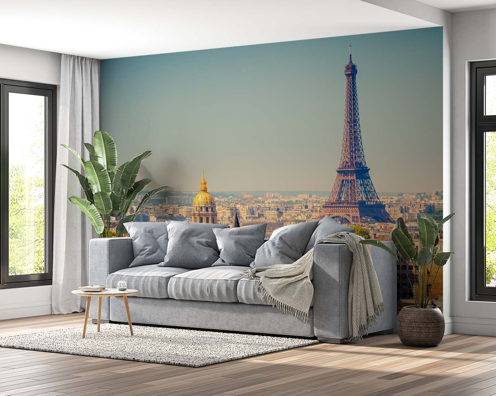 Фотошпалери Ейфелева вежа височіє над величезним містом