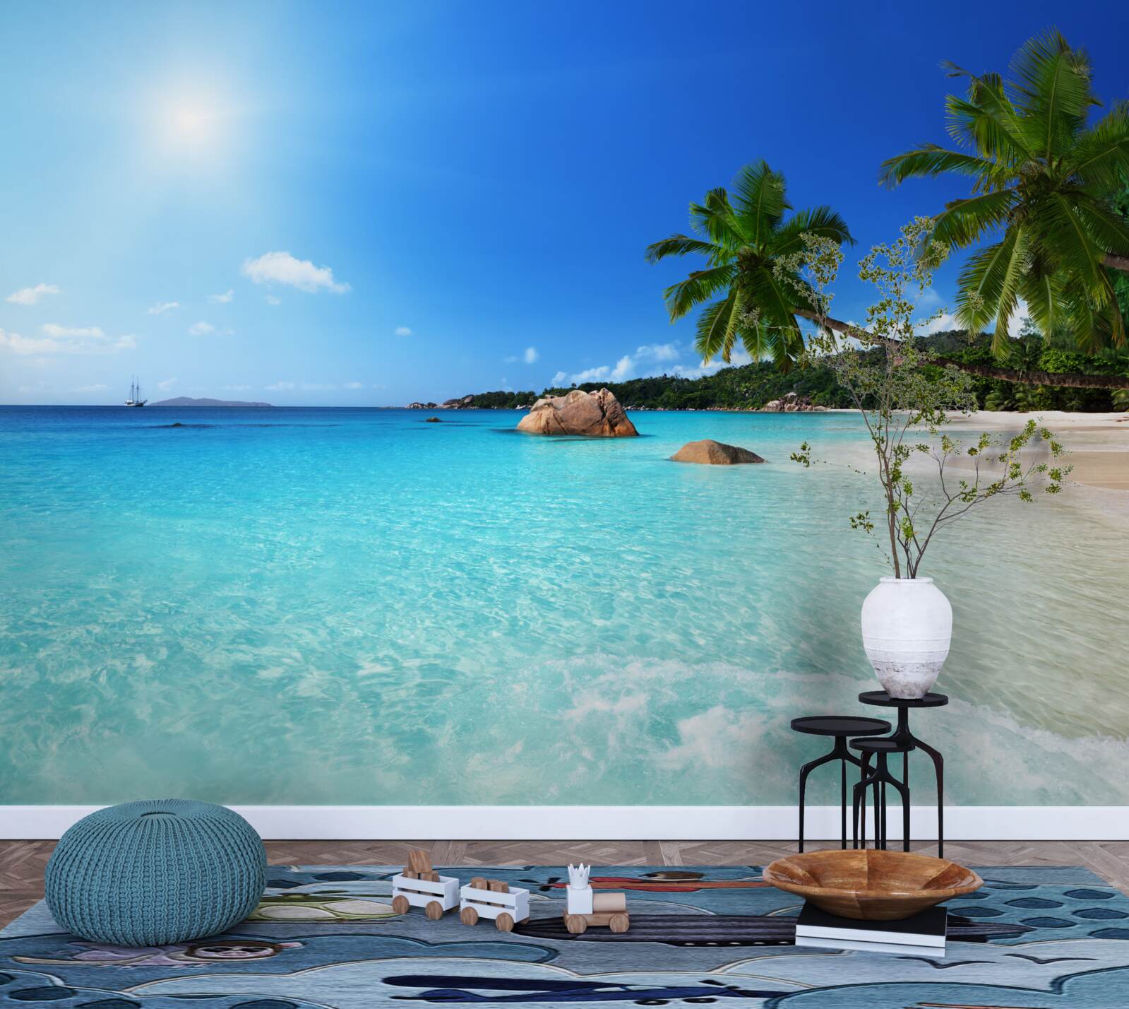 Фотошпалери бірюзова вода біля екзотичного берега