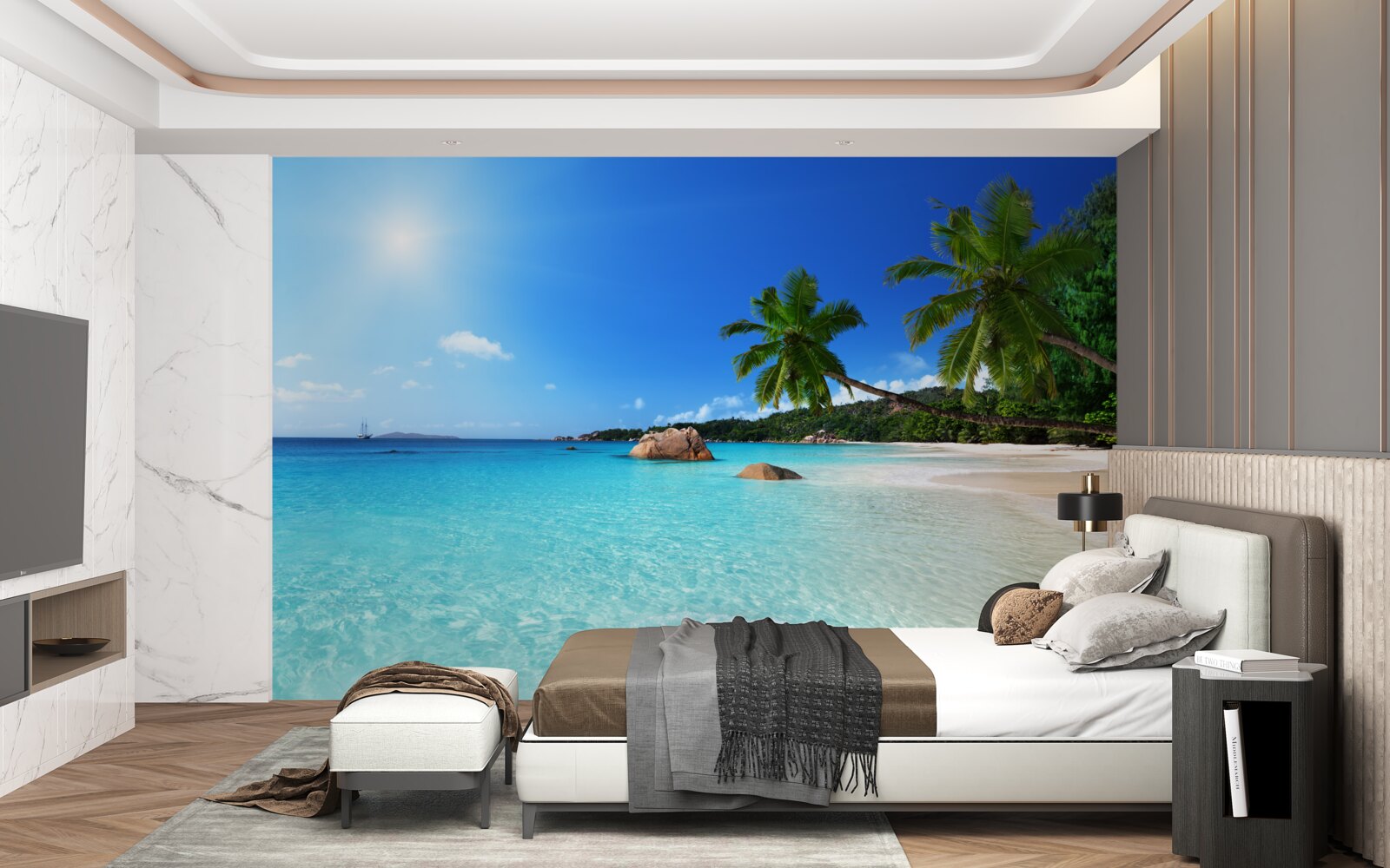 Фотошпалери бірюзова вода біля екзотичного берега