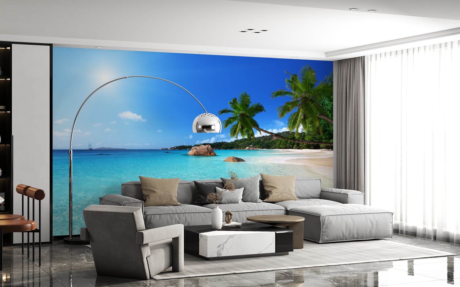 Фотошпалери бірюзова вода біля екзотичного берега