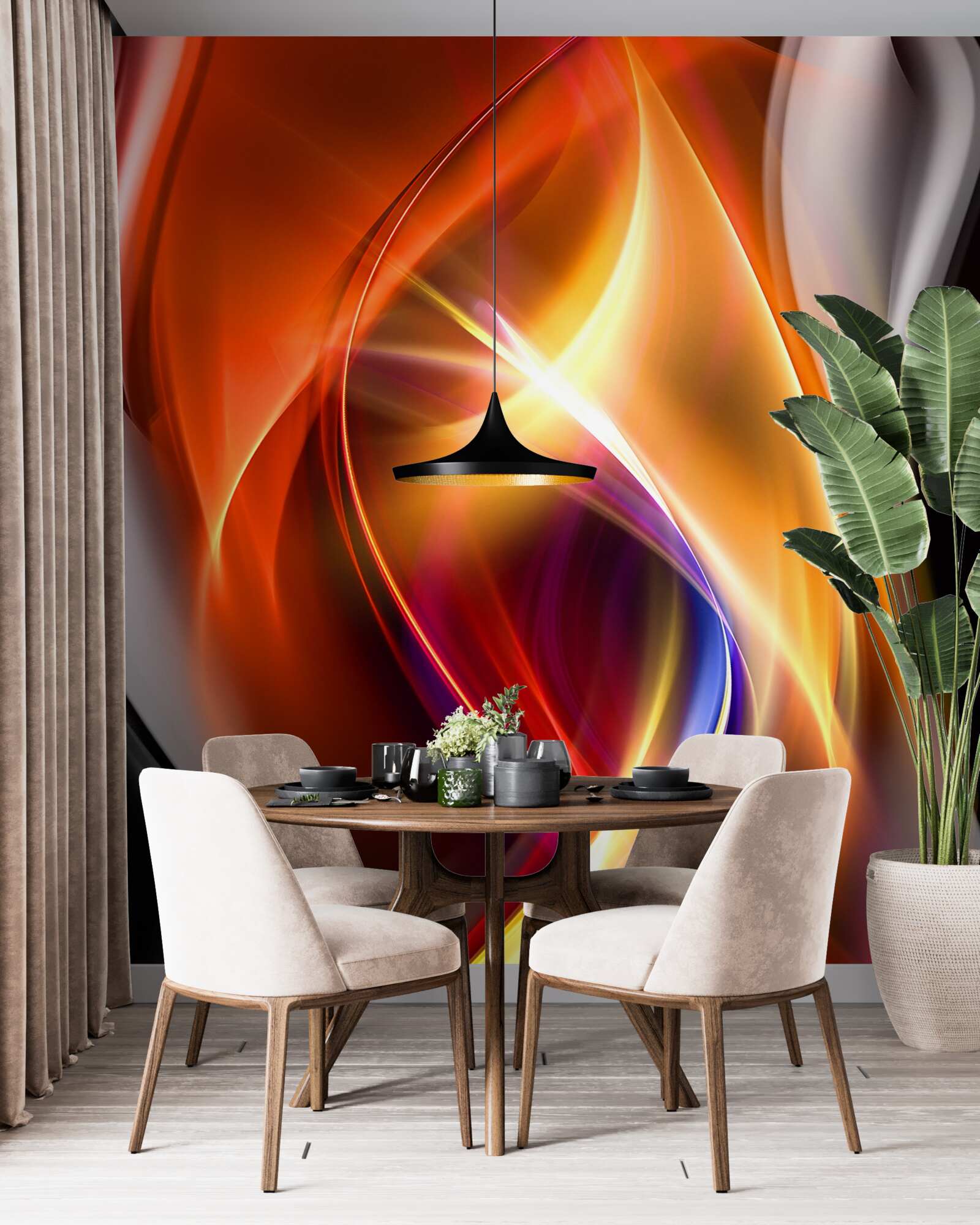 Фотошпалери плавні лінії з насиченими кольорами