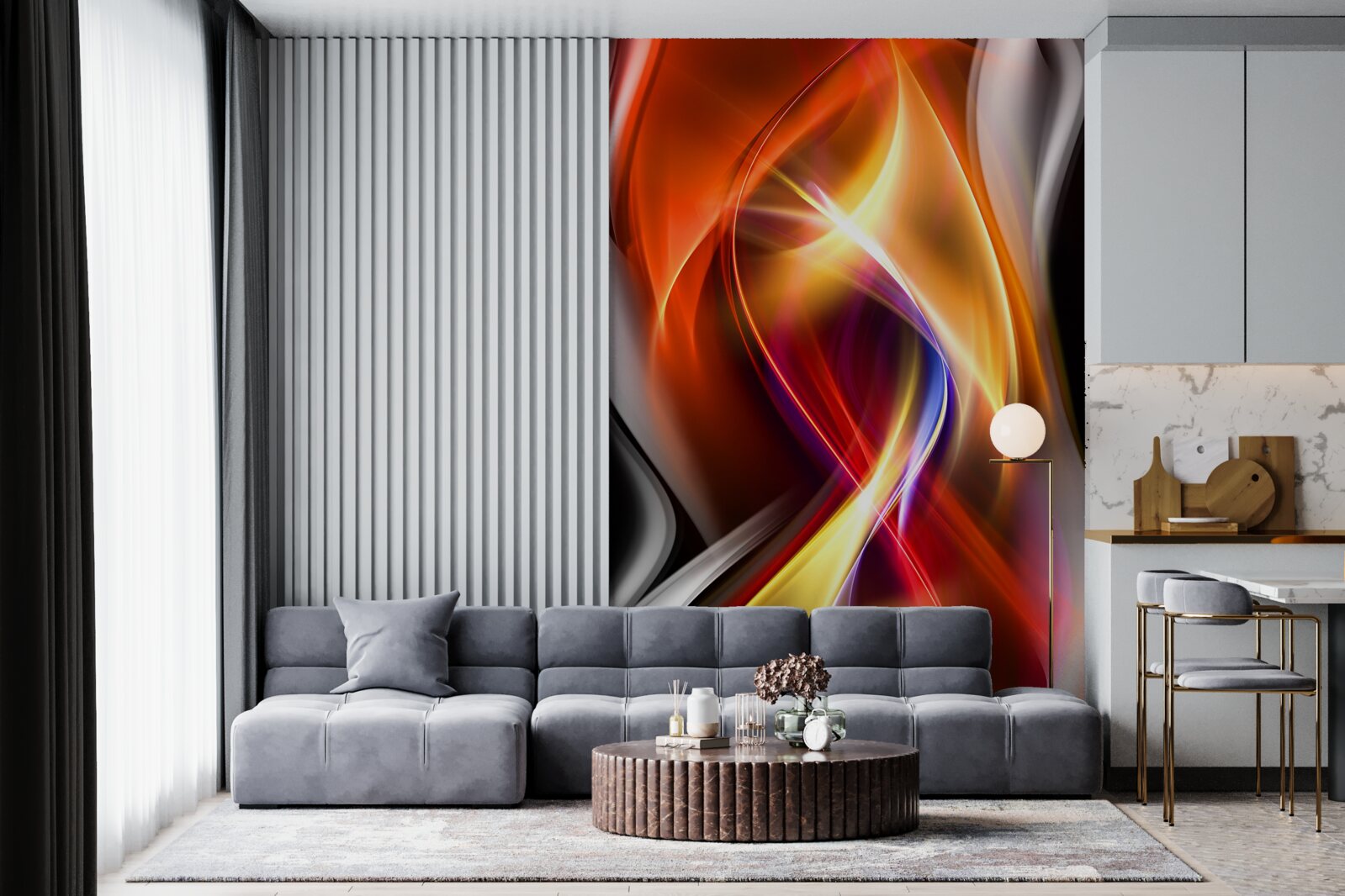 Фотошпалери плавні лінії з насиченими кольорами