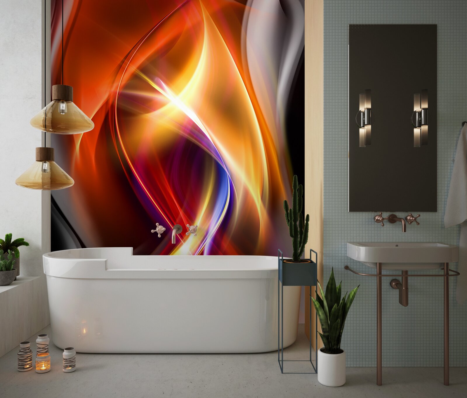 Фотошпалери плавні лінії з насиченими кольорами