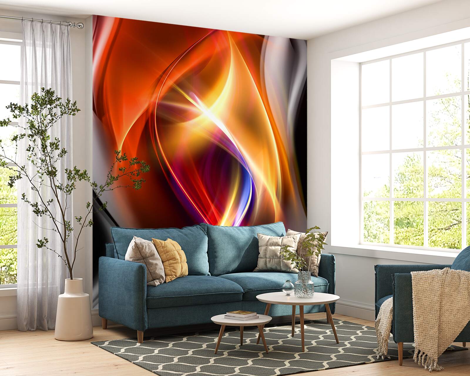 Фотошпалери плавні лінії з насиченими кольорами