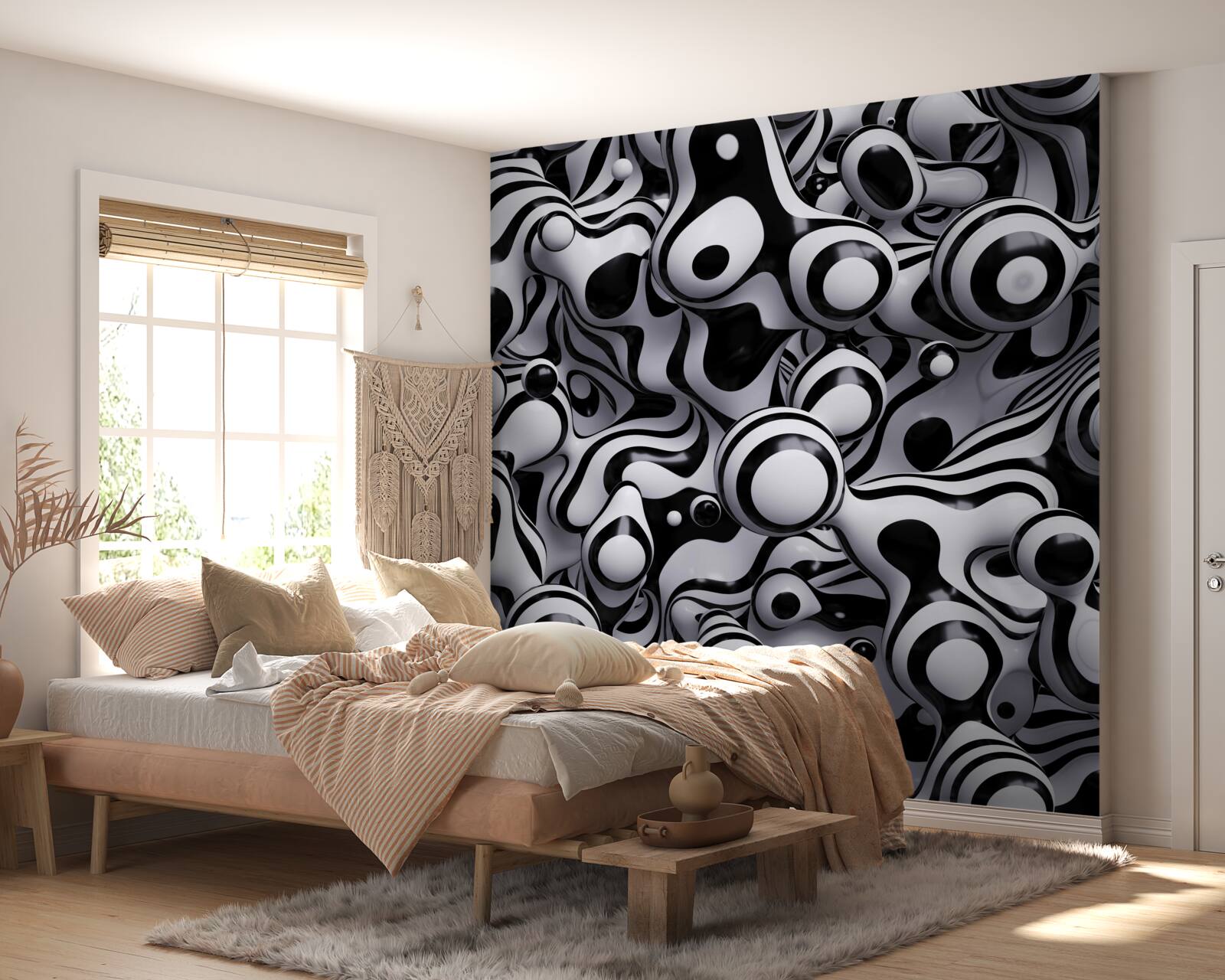 Фотошпалери темні краплі на тлі білої води створюють абстракцію