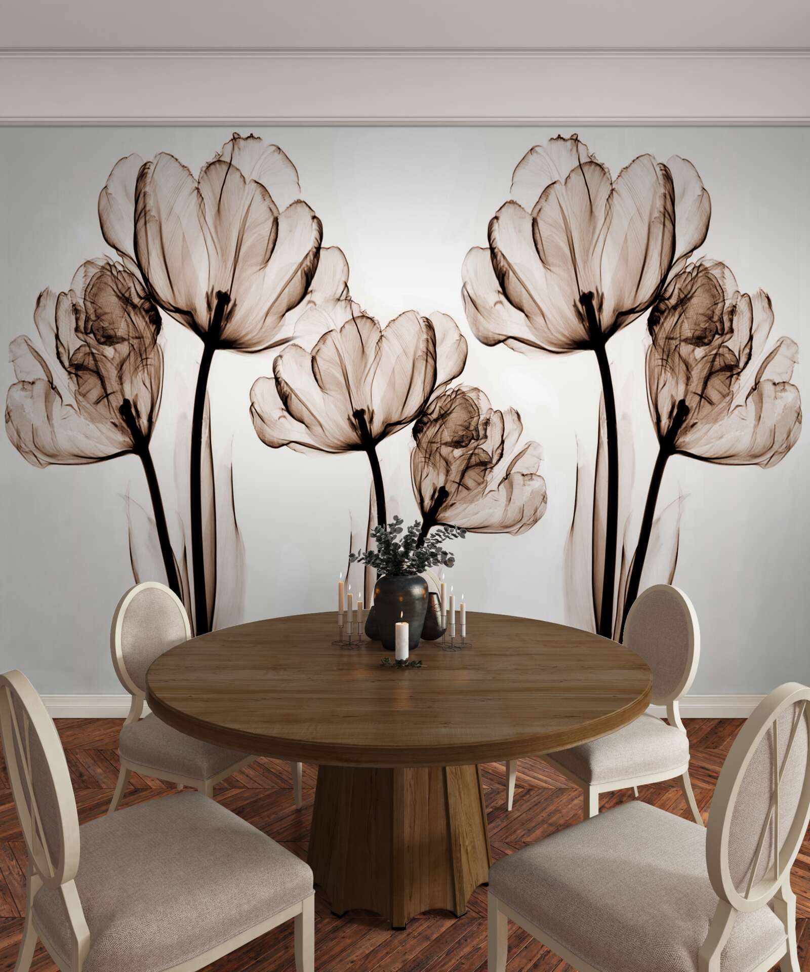 Фотошпалери ніжні та витончені квіти з прозорими бутонами