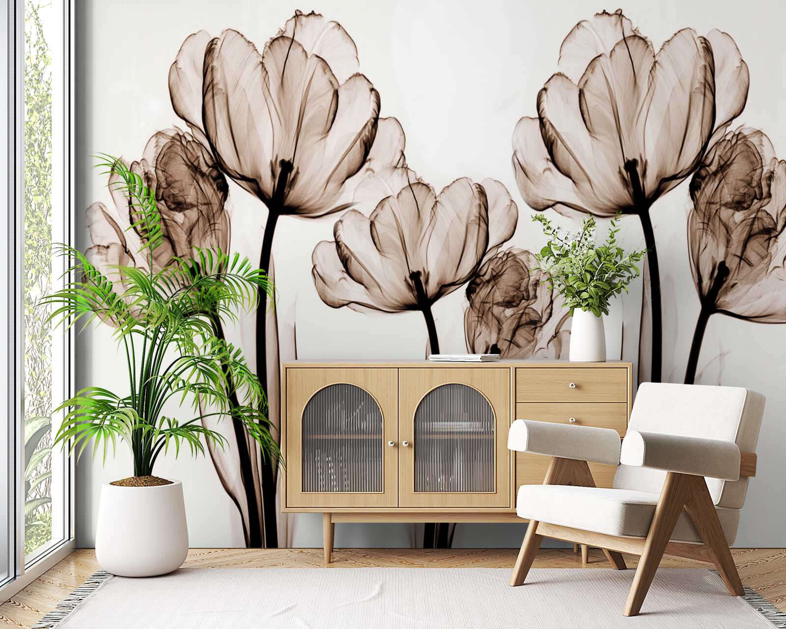 Фотошпалери ніжні та витончені квіти з прозорими бутонами