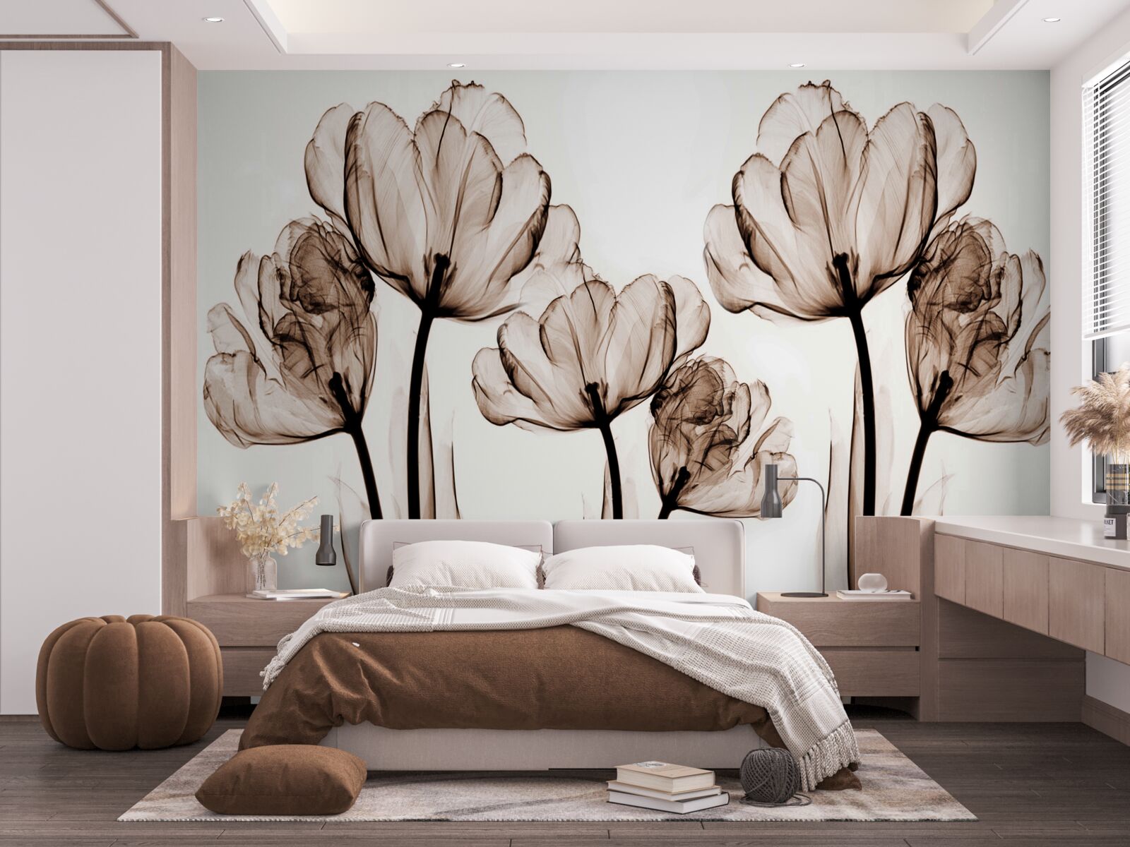 Фотошпалери ніжні та витончені квіти з прозорими бутонами