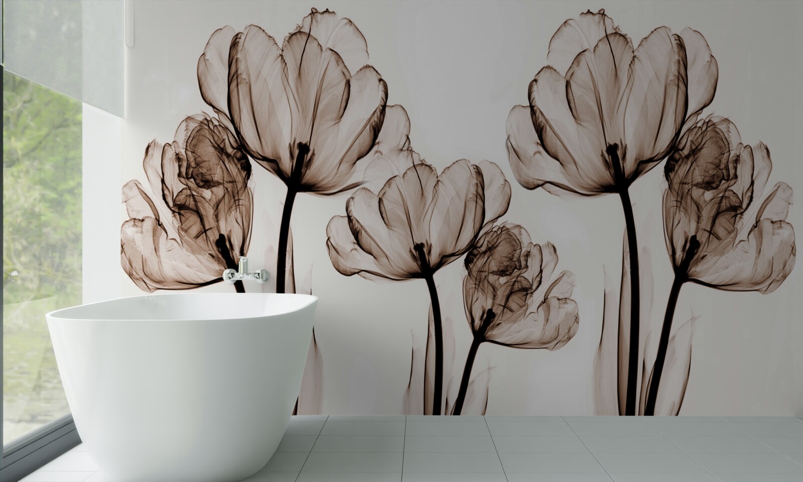 Фотошпалери ніжні та витончені квіти з прозорими бутонами