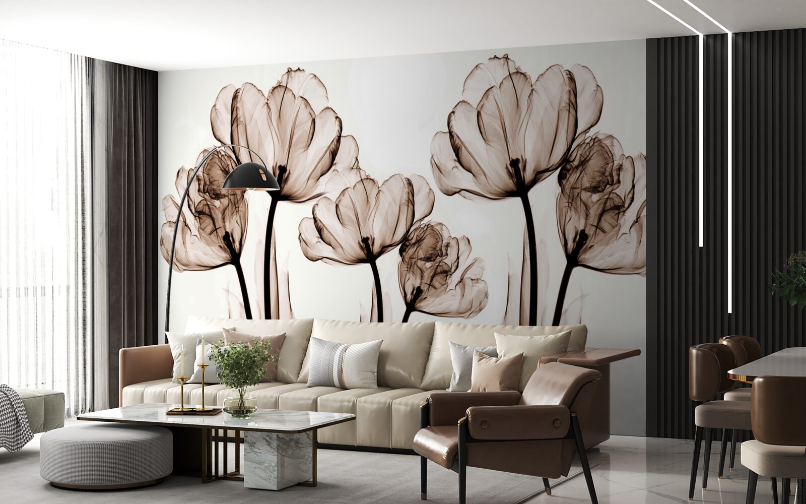 Фотошпалери ніжні та витончені квіти з прозорими бутонами