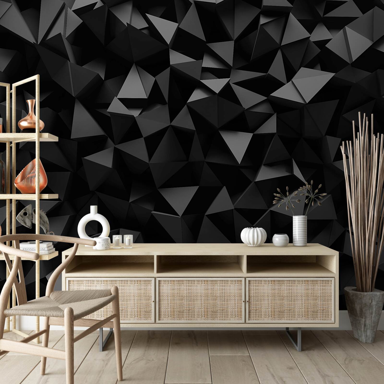 Фотошпалери абстракція у вигляді гострих форм і темних піків