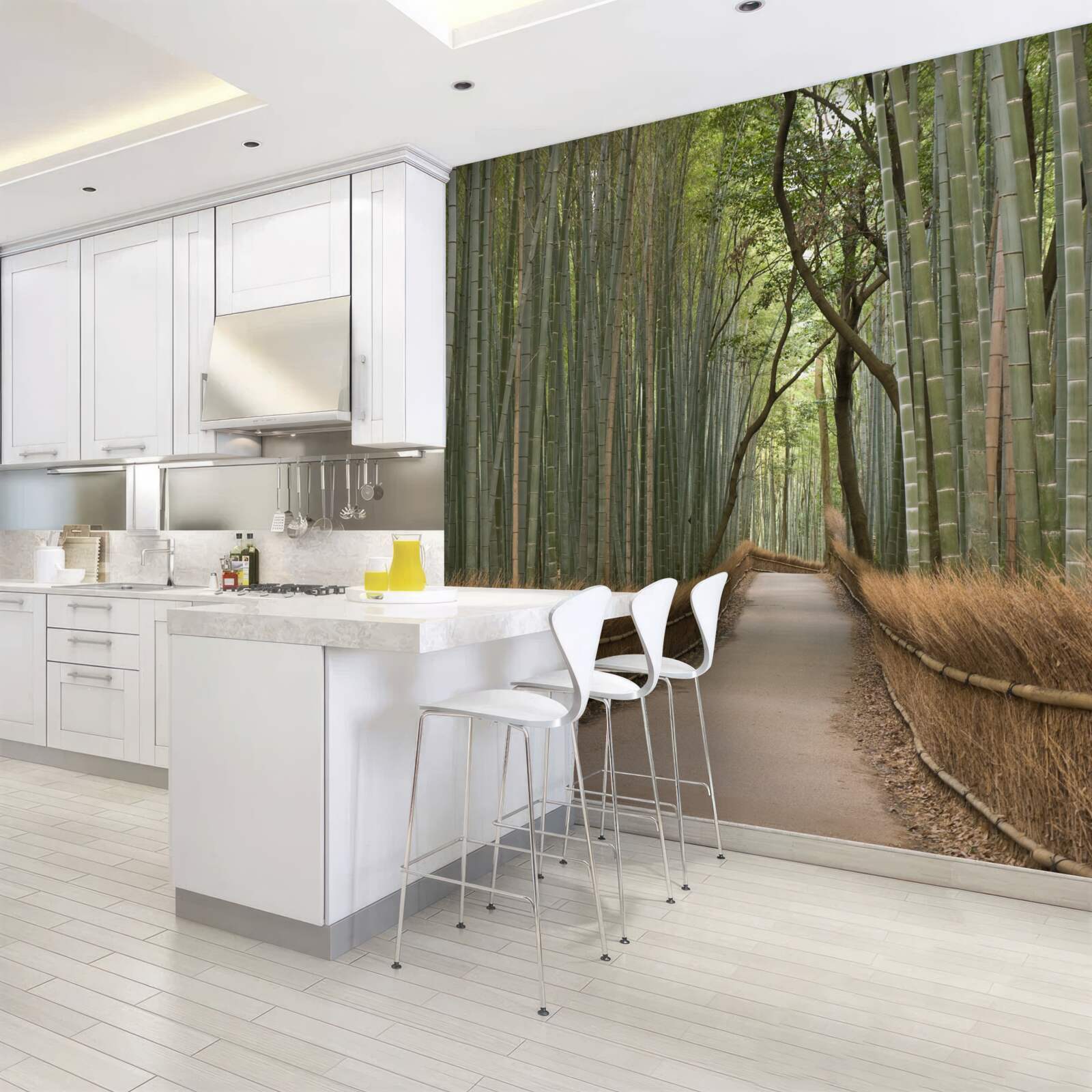 Фотошпалери самотня вузька стежка в'ється через бамбуковий ліс