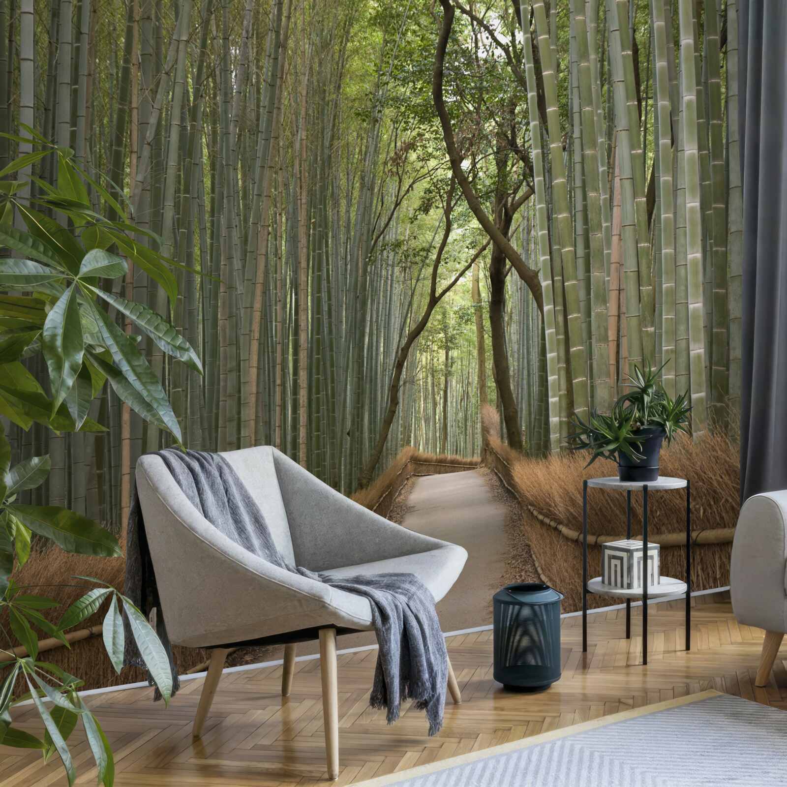 Фотошпалери самотня вузька стежка в'ється через бамбуковий ліс