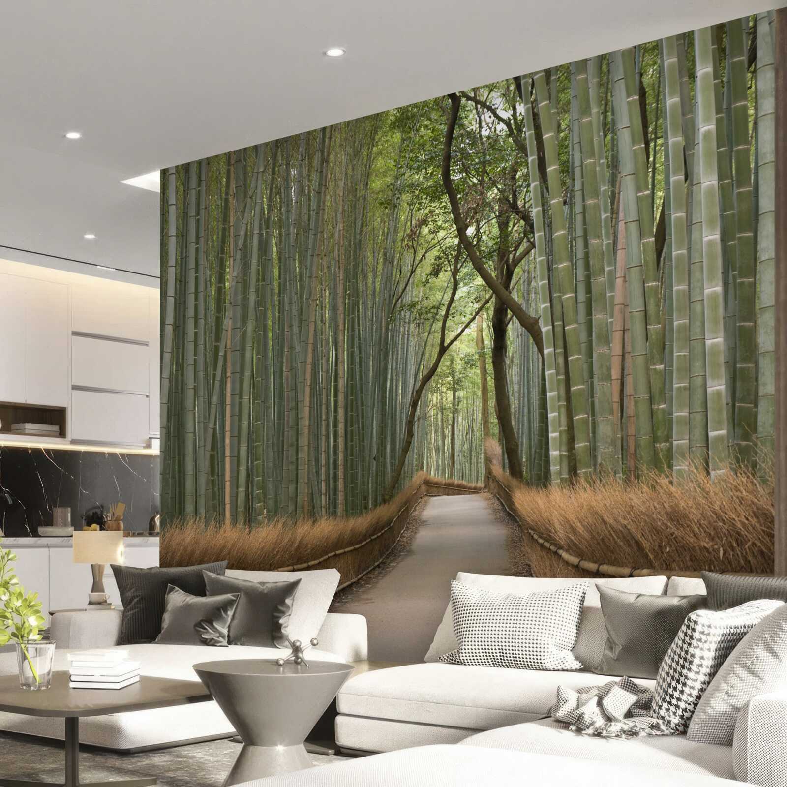 Фотошпалери самотня вузька стежка в'ється через бамбуковий ліс