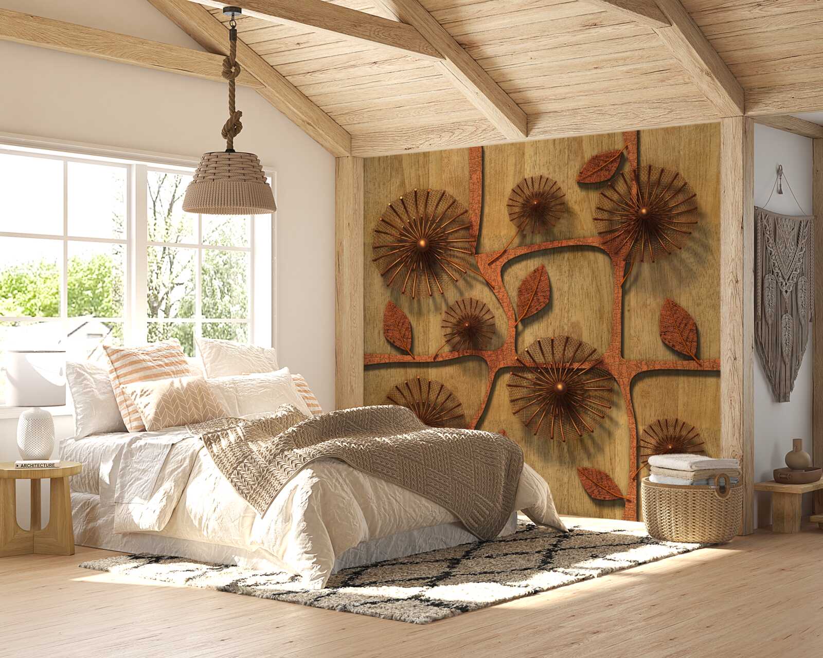 Фотошпалери абстрактний молочай на гілках дерев