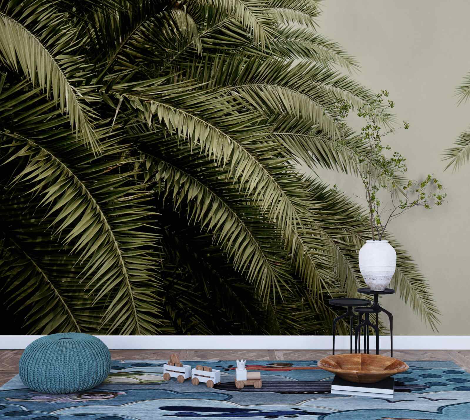 Фотошпалери листя папороті густо вкрите вологою під час дощу