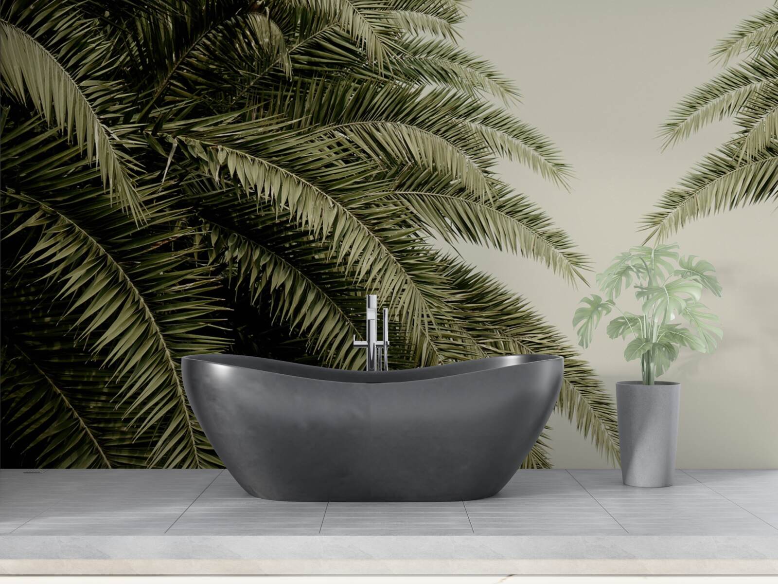 Фотошпалери листя папороті густо вкрите вологою під час дощу