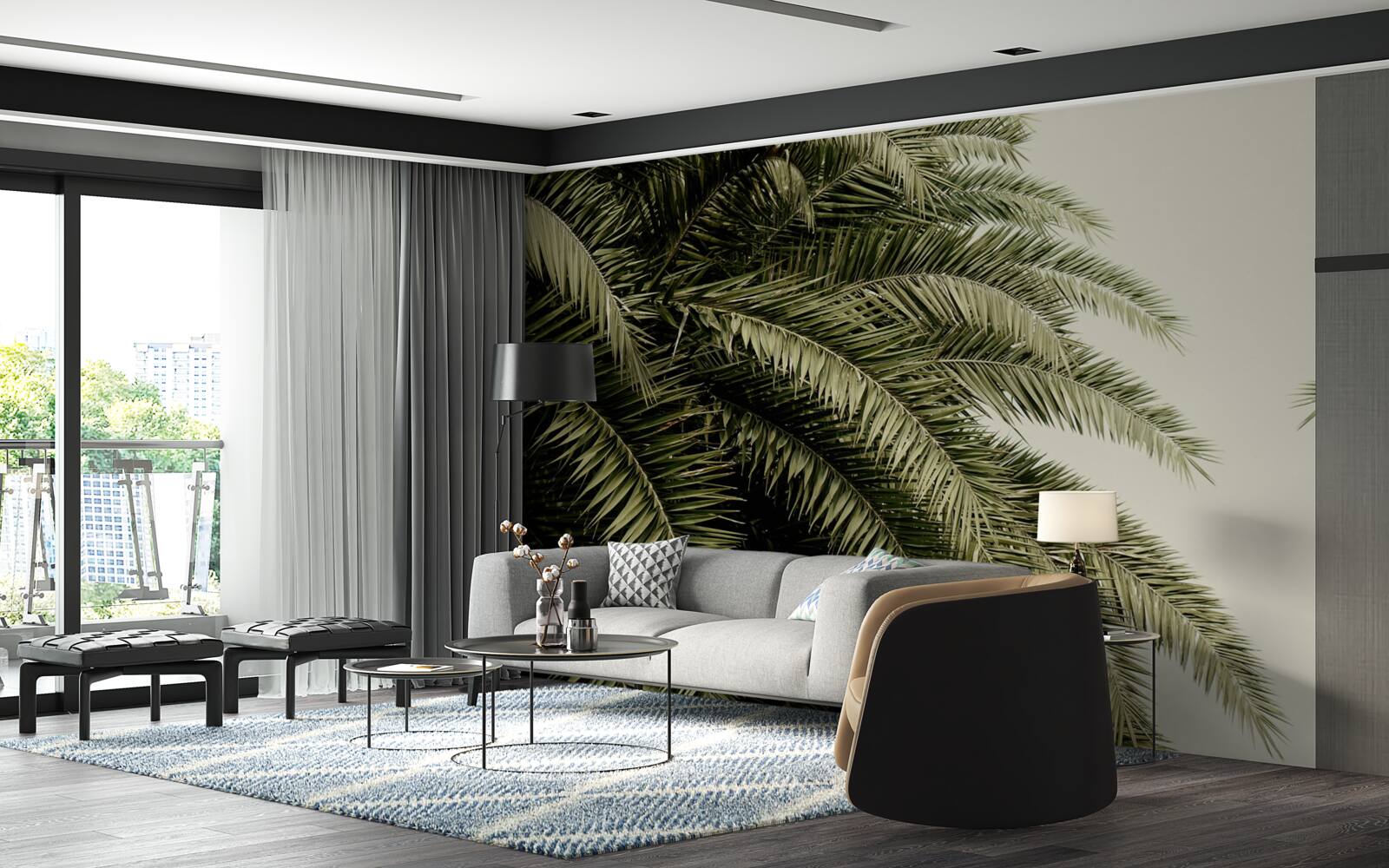 Фотошпалери листя папороті густо вкрите вологою під час дощу