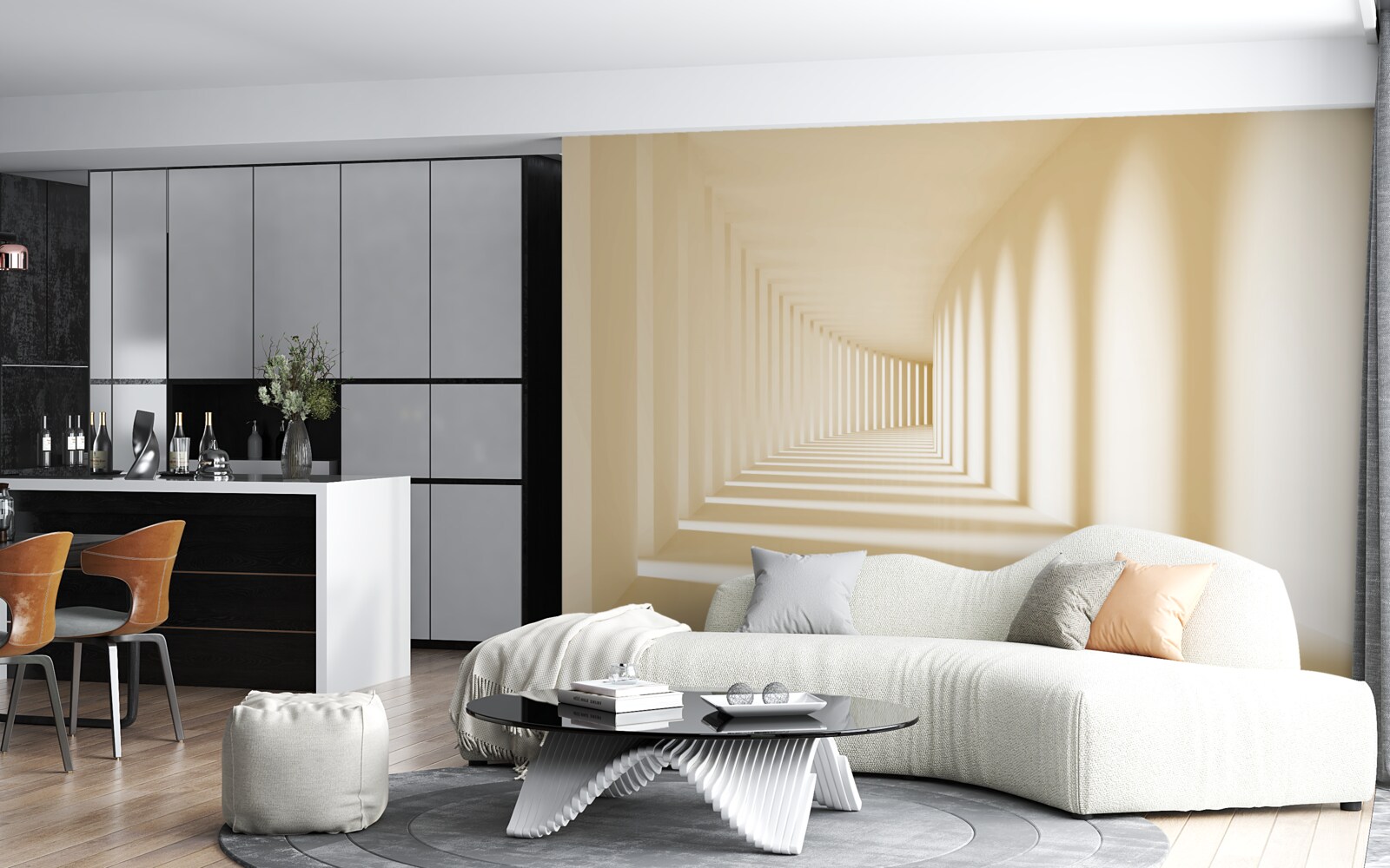 Фотошпалери коридор, що зникає в сонячній тіні