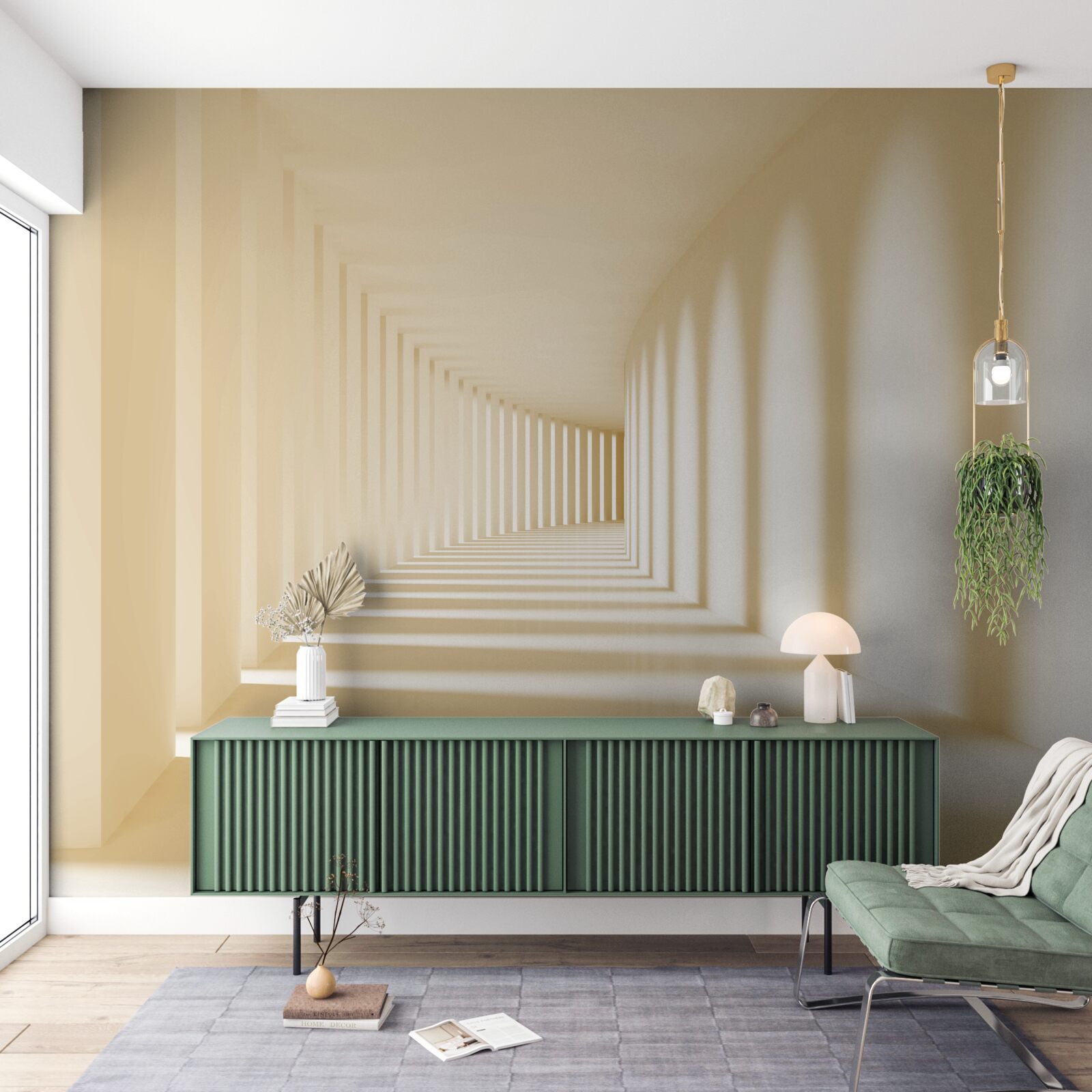 Фотошпалери коридор, що зникає в сонячній тіні