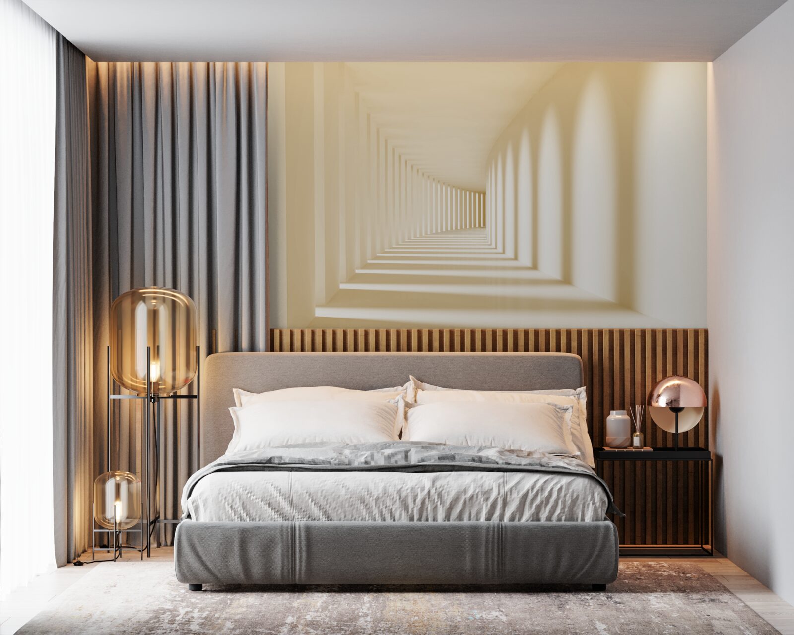 Фотошпалери коридор, що зникає в сонячній тіні