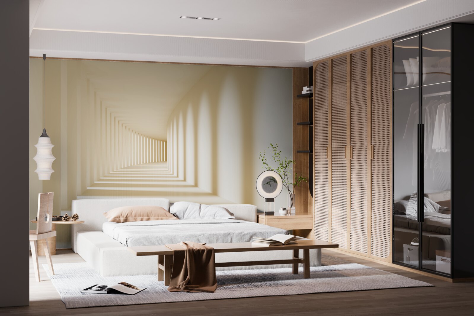 Фотошпалери коридор, що зникає в сонячній тіні