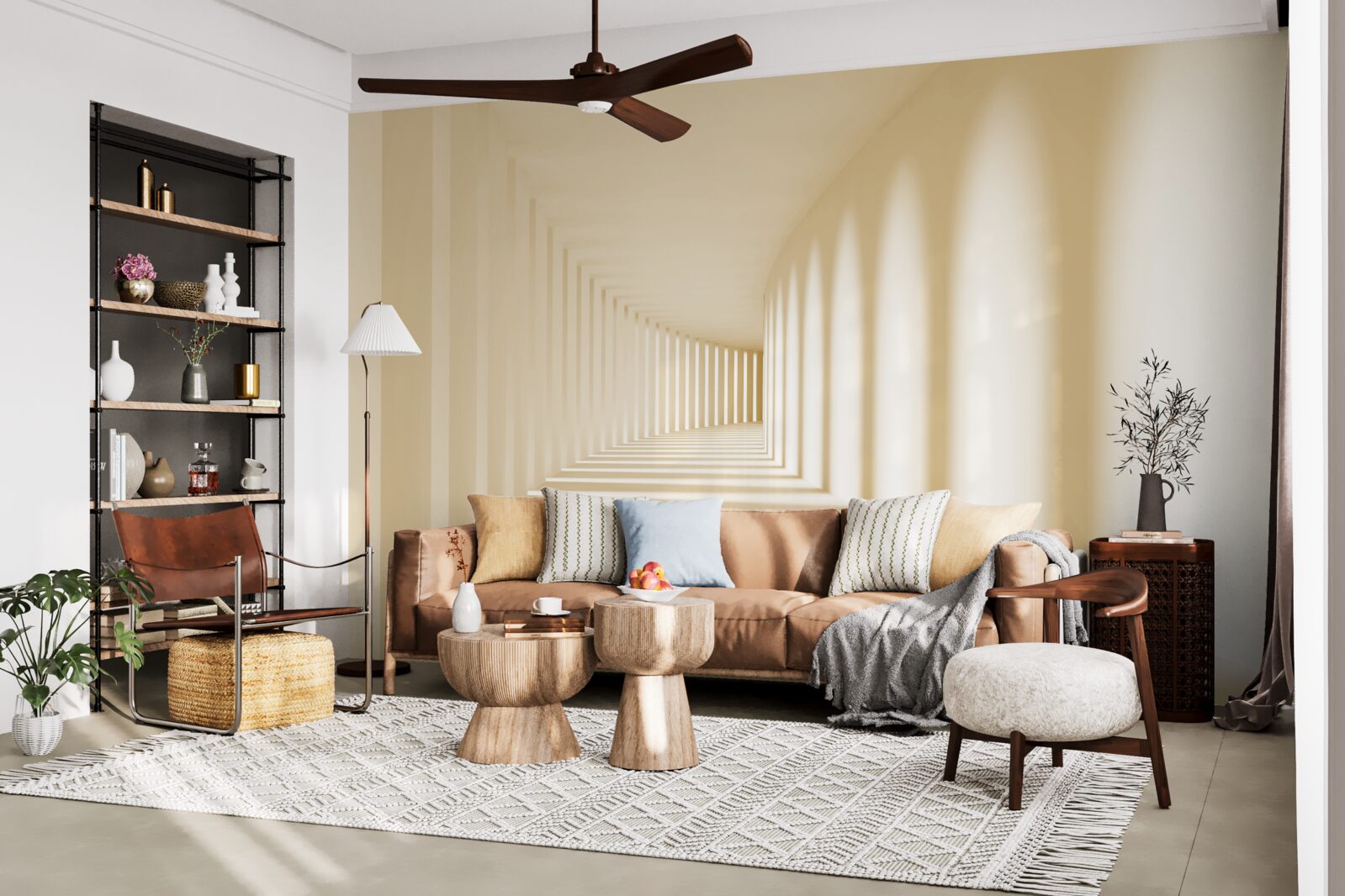 Фотошпалери коридор, що зникає в сонячній тіні