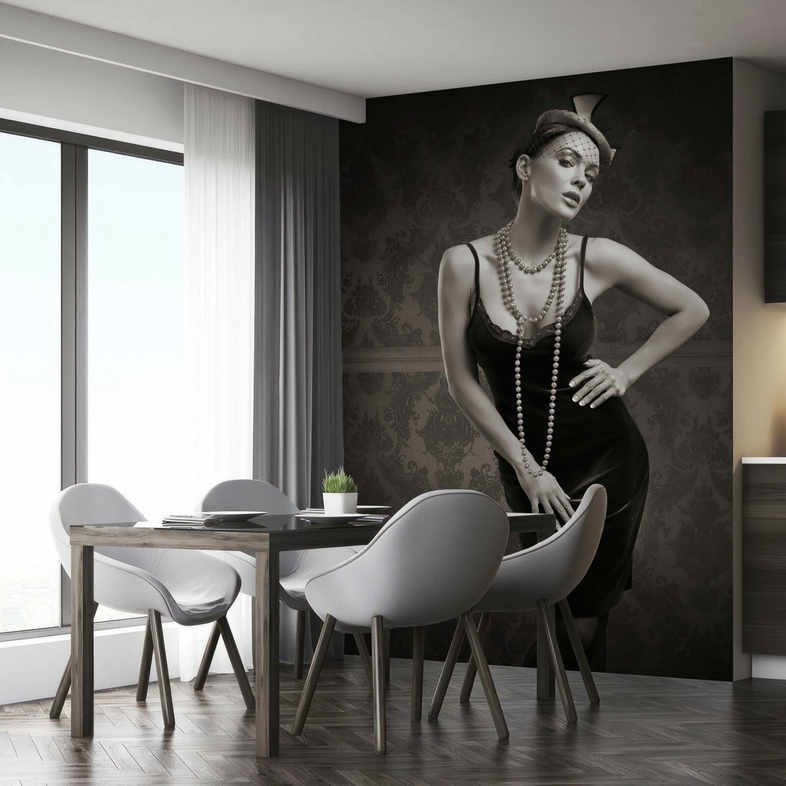 Фотошпалери дівчина зображена в стилі 1960-х років