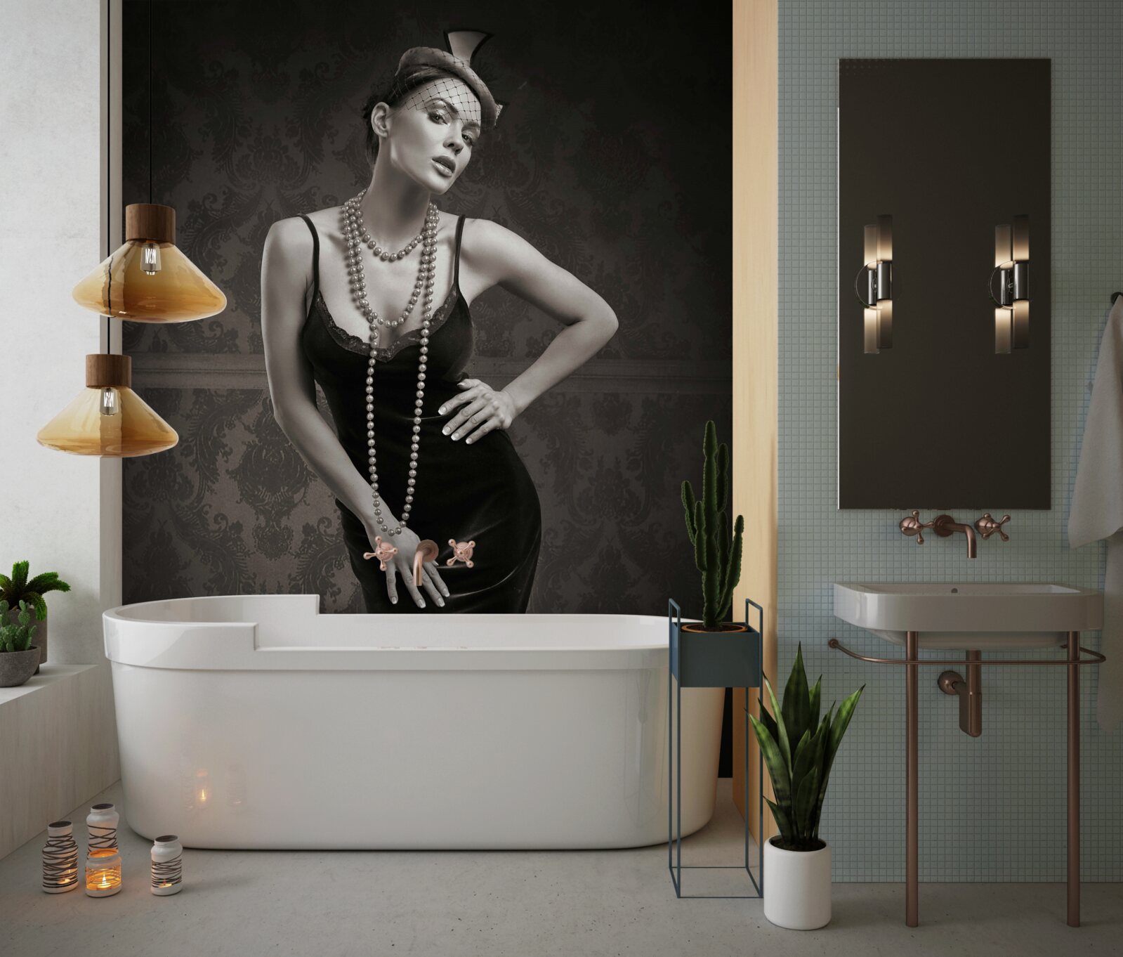 Фотошпалери дівчина зображена в стилі 1960-х років