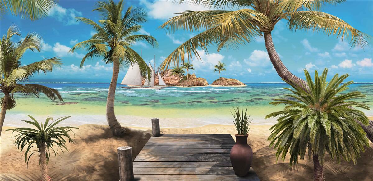 Фотошпалери дерев'яний місток, що веде до берега