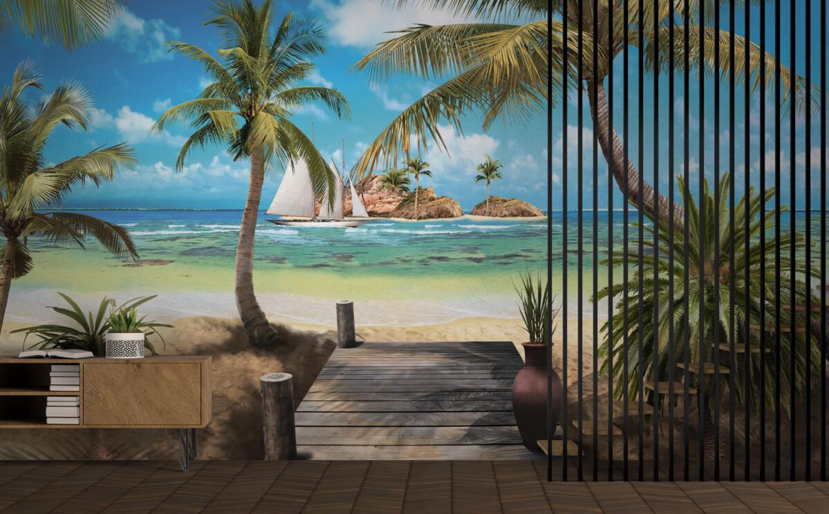 Фотошпалери дерев'яний місток, що веде до берега