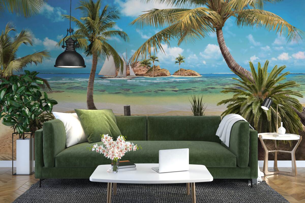 Фотошпалери дерев'яний місток, що веде до берега