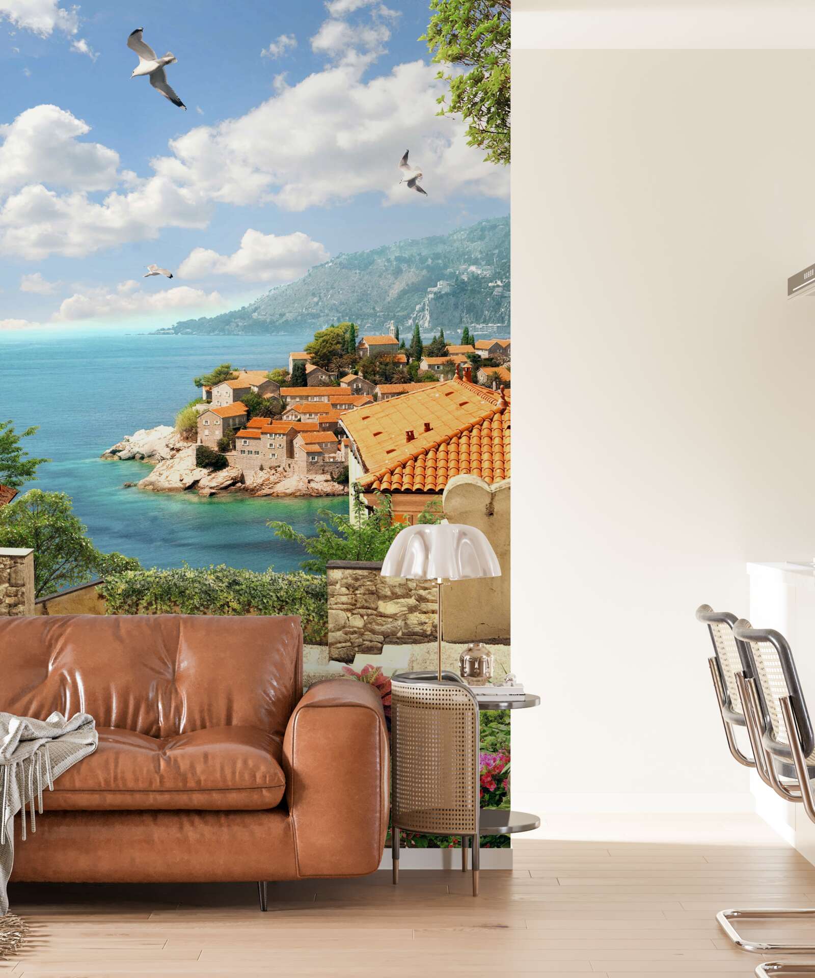 Фотошпалери чудовий вид на старовинне місто біля узбережжя