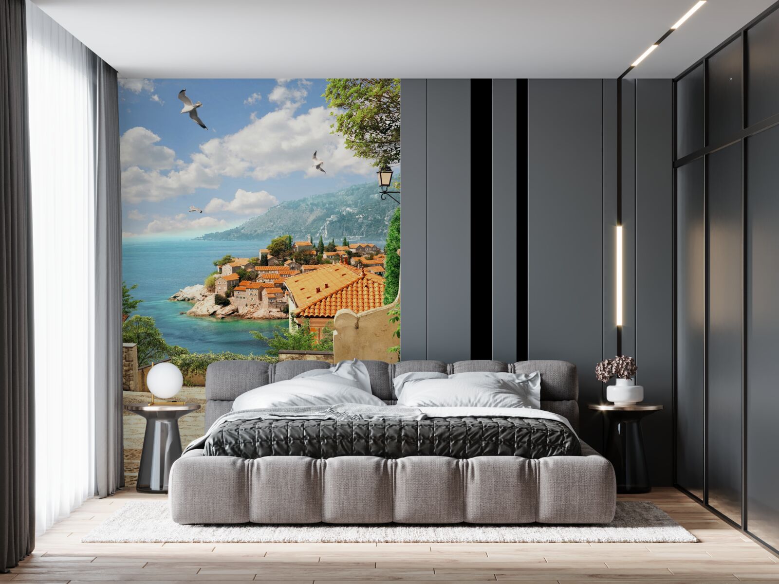 Фотошпалери чудовий вид на старовинне місто біля узбережжя