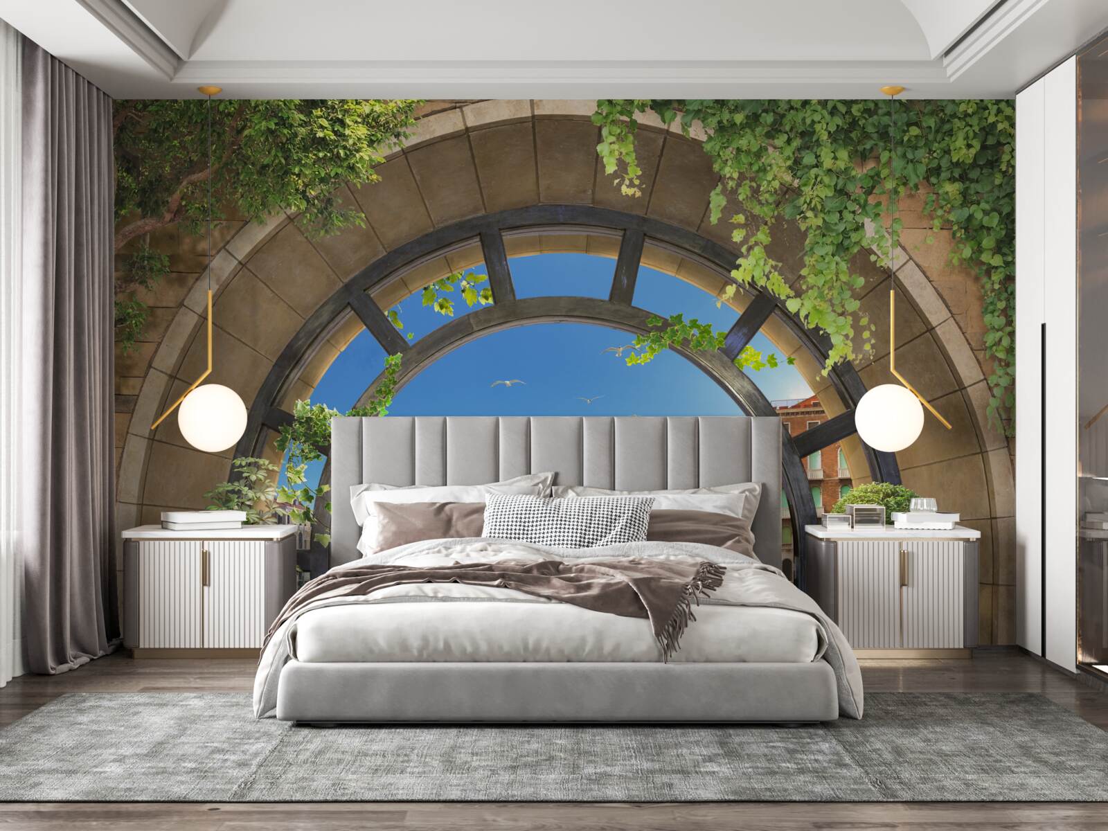 Фотошпалери круглі арки в човнової гавані