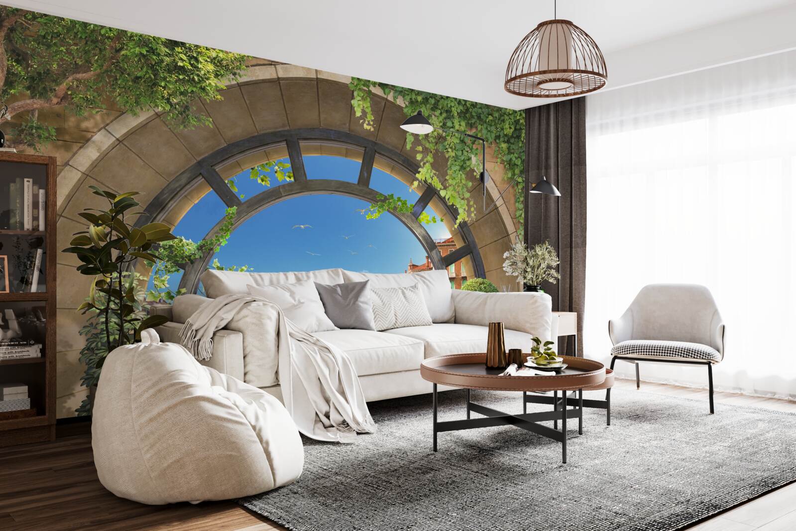 Фотошпалери круглі арки в човнової гавані