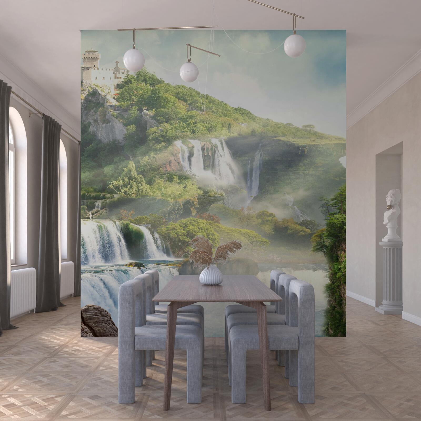 Фотошпалери багато високих каскадних водоспадів