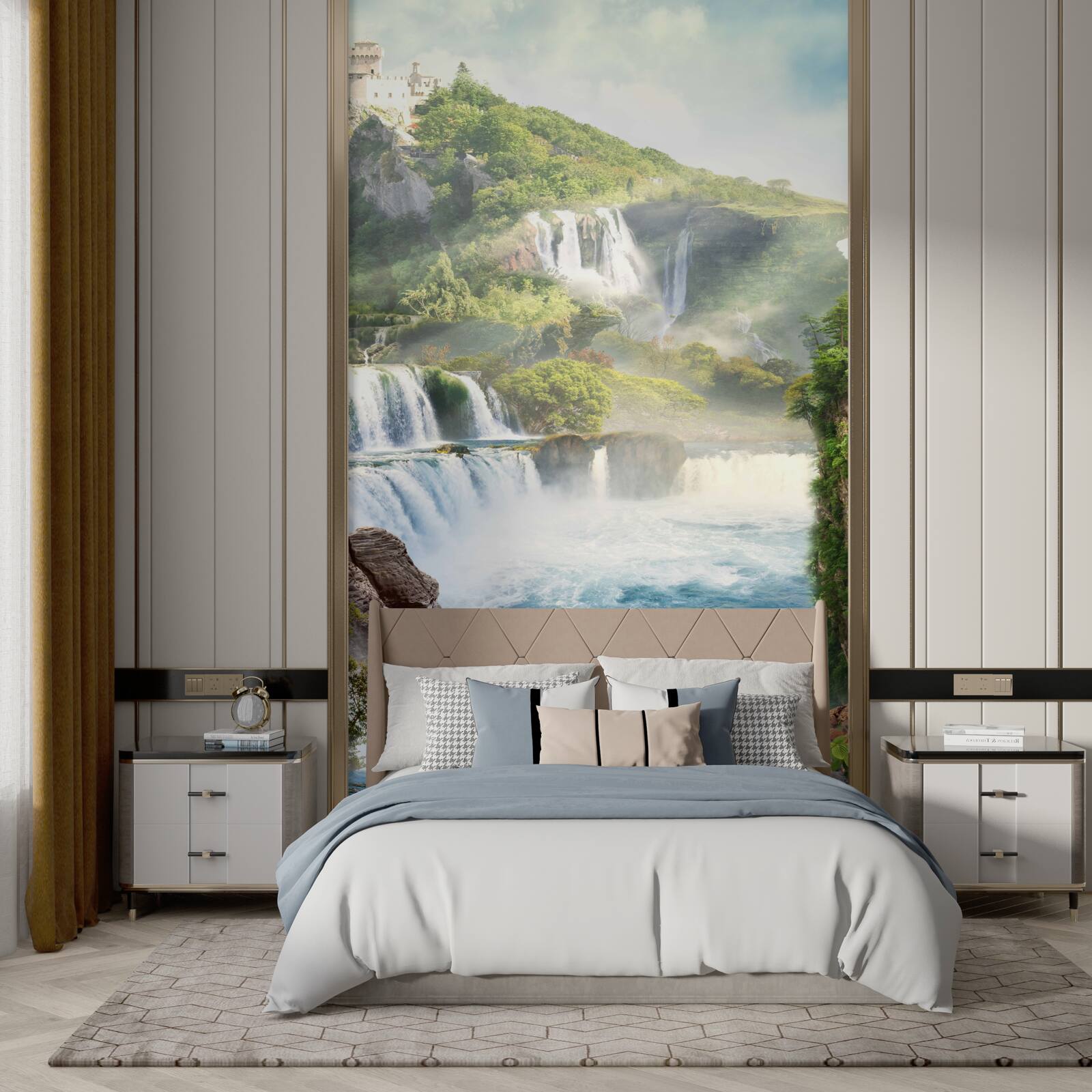 Фотошпалери багато високих каскадних водоспадів