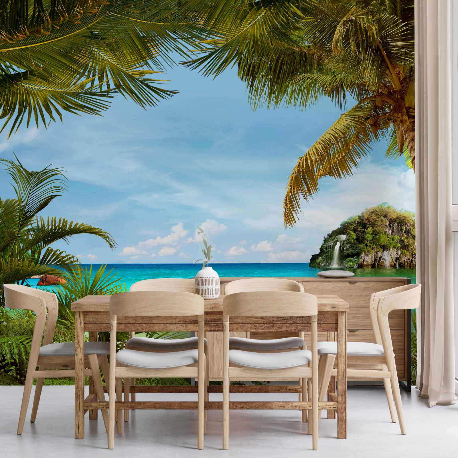 Фотошпалери бірюзові морські води та пляж у тропіках