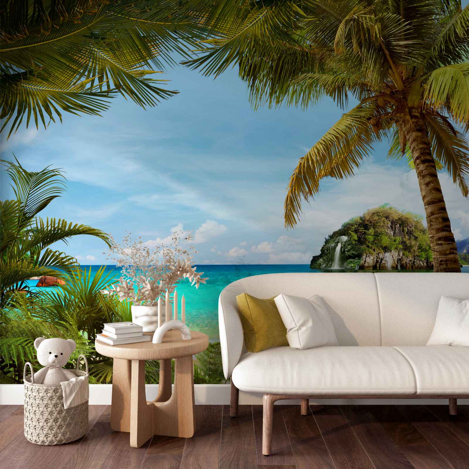 Фотошпалери бірюзові морські води та пляж у тропіках