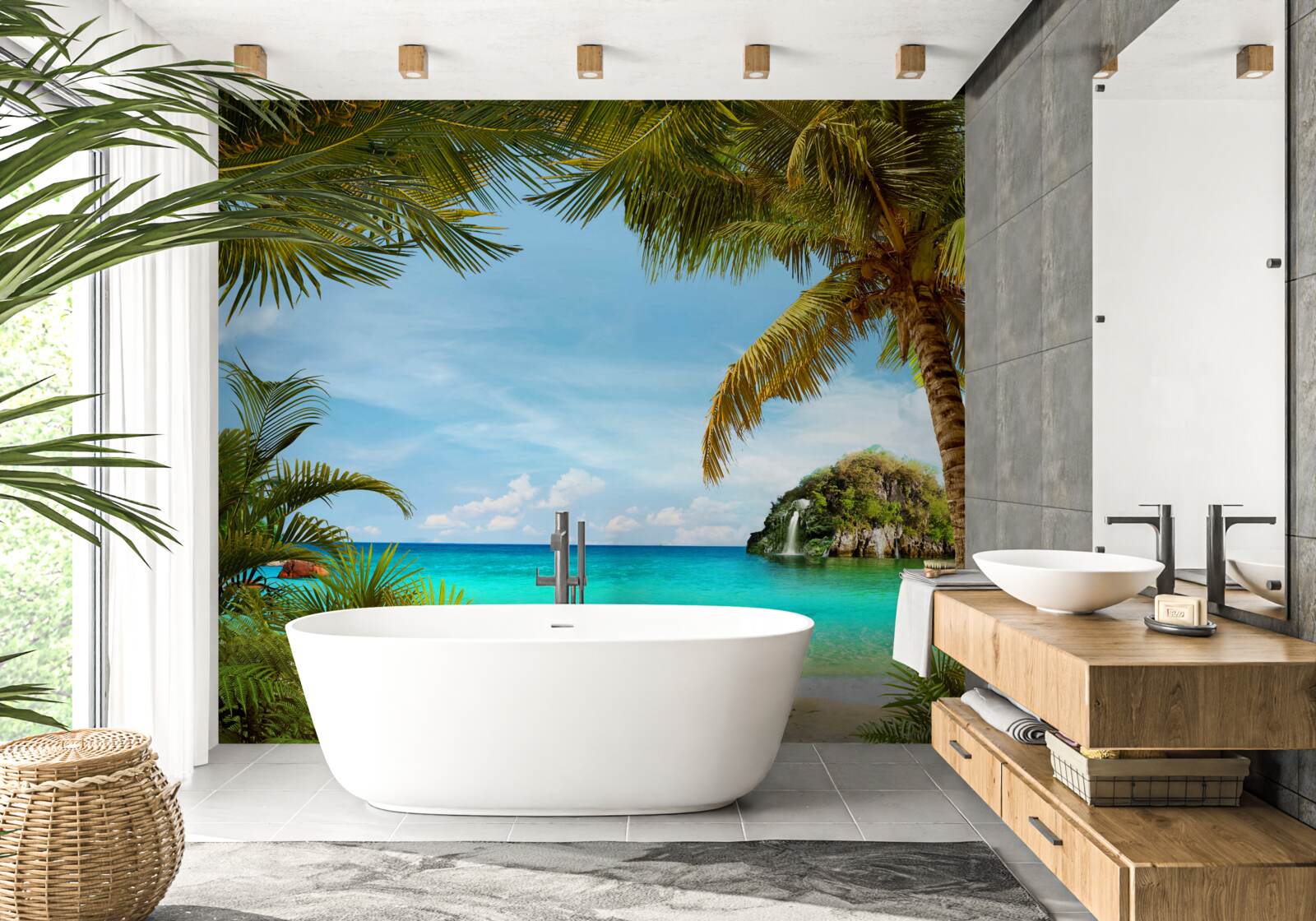 Фотошпалери бірюзові морські води та пляж у тропіках