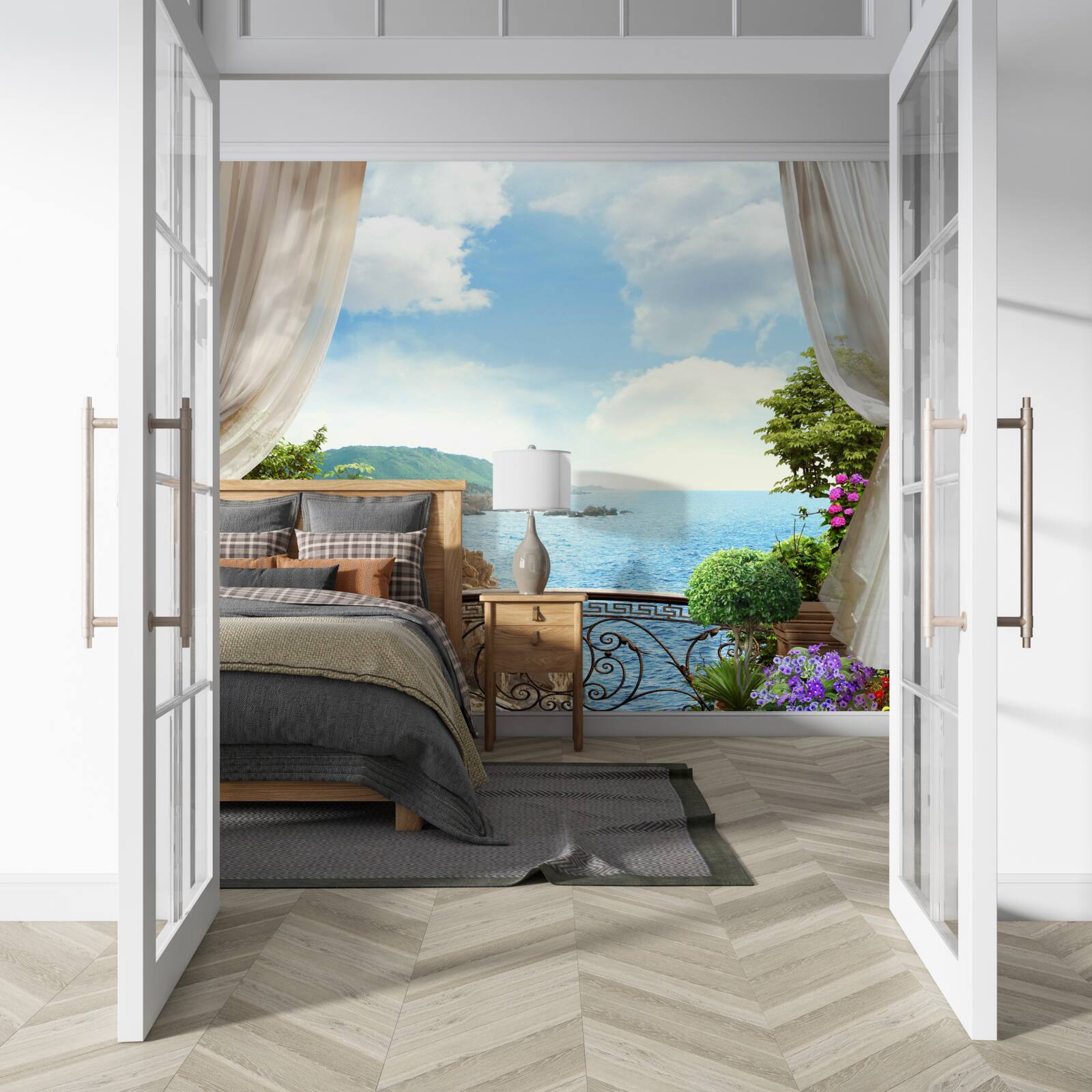 Фотошпалери лоджія з мальовничим видом на океан
