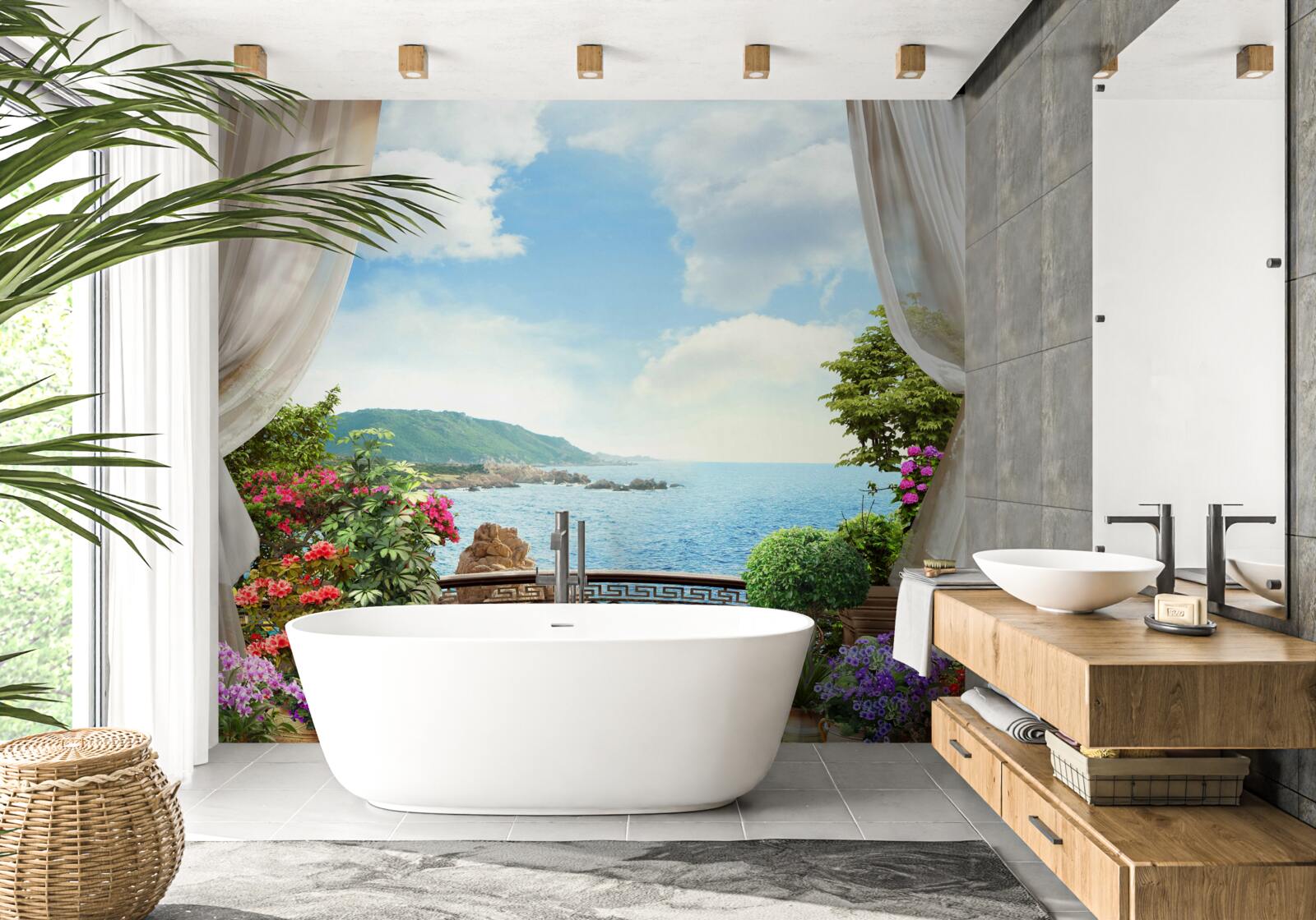 Фотошпалери лоджія з мальовничим видом на океан