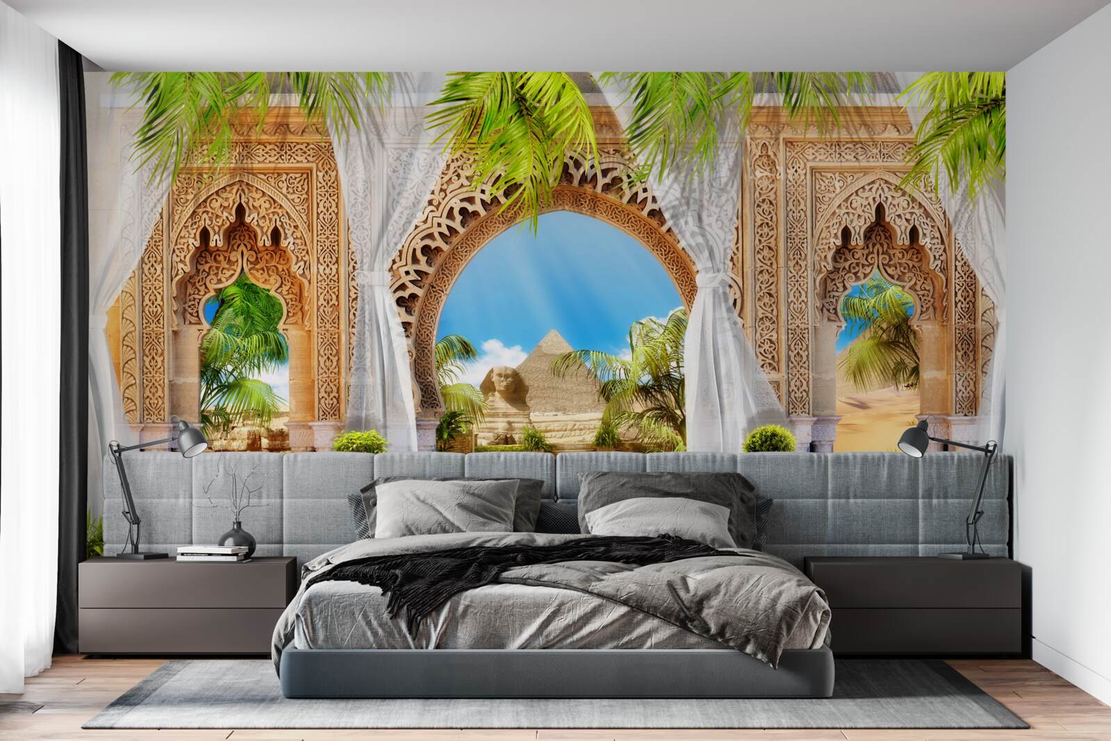 Фотошпалери круглі арки в східному стилі з чудовим видом