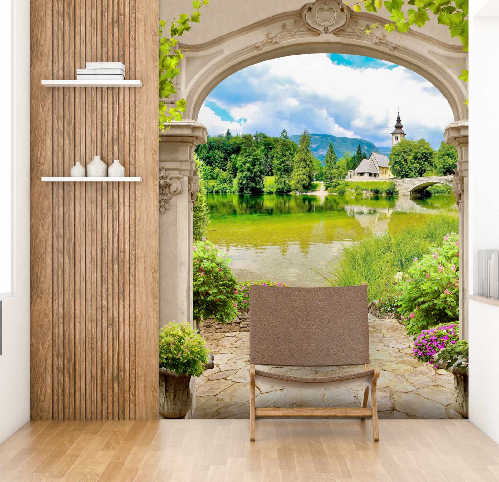 Фотошпалери кругова арка, що веде до води