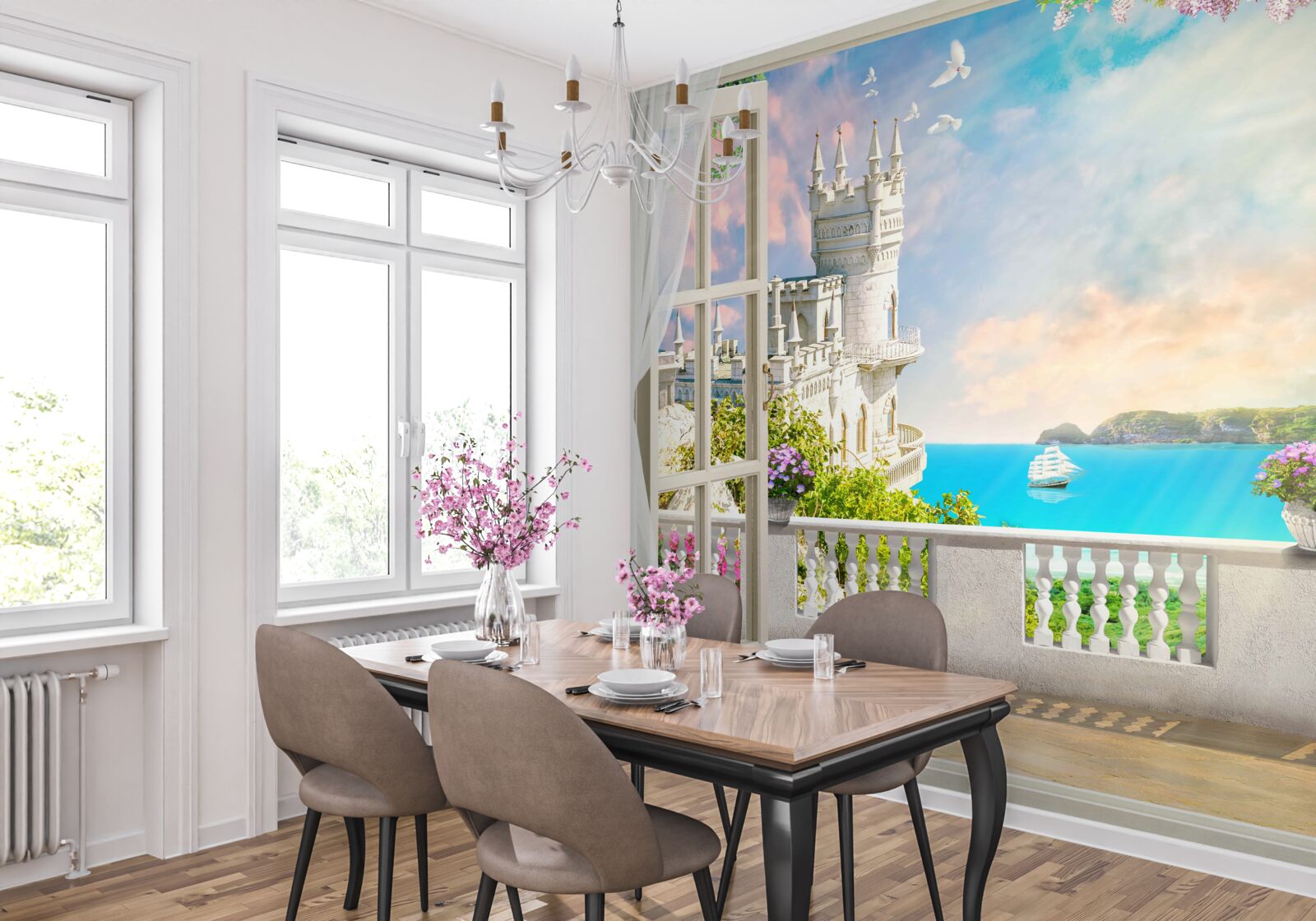 Фотошпалери тераса біля замку Ластівчине гніздо на набережній