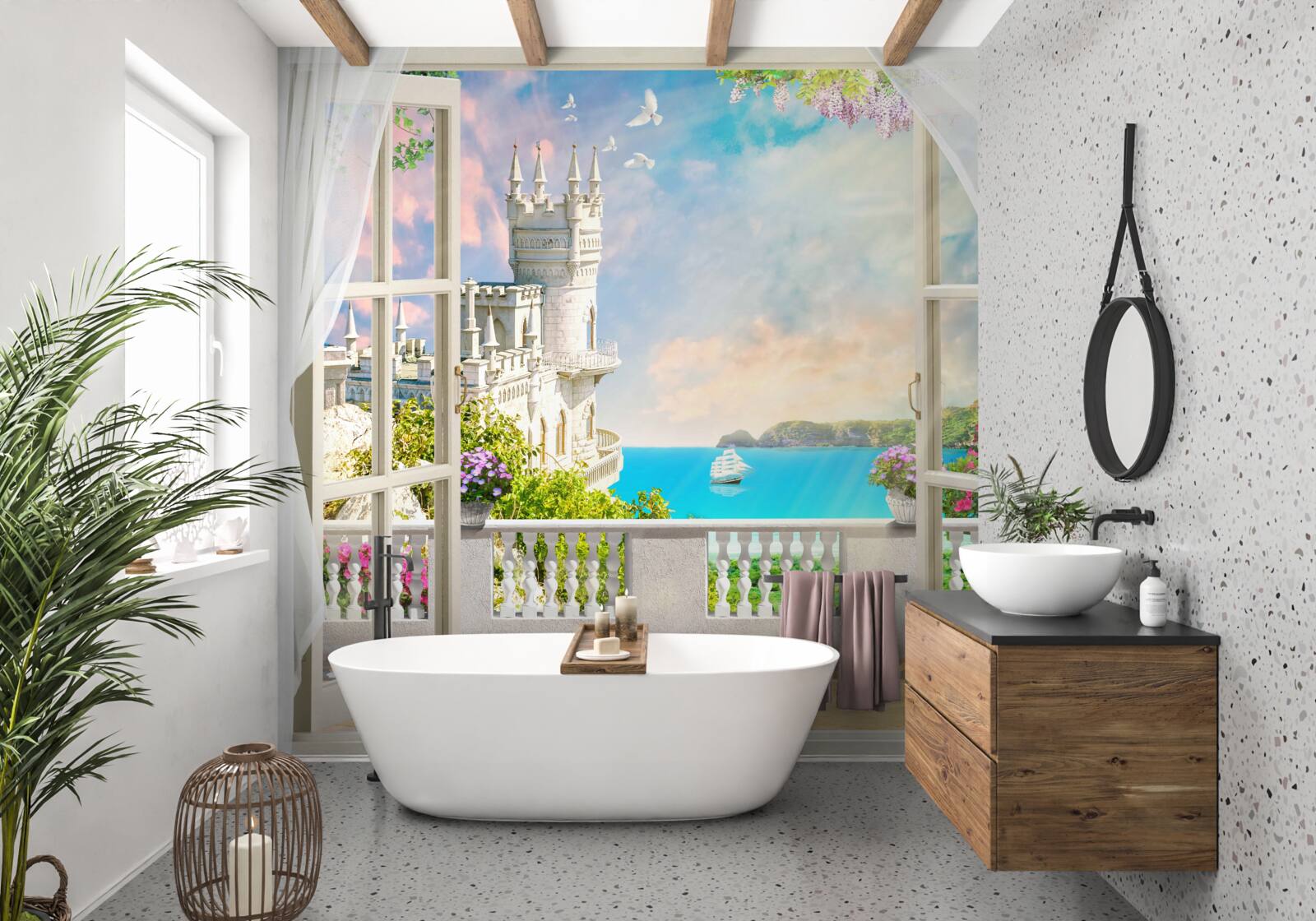 Фотошпалери тераса біля замку Ластівчине гніздо на набережній