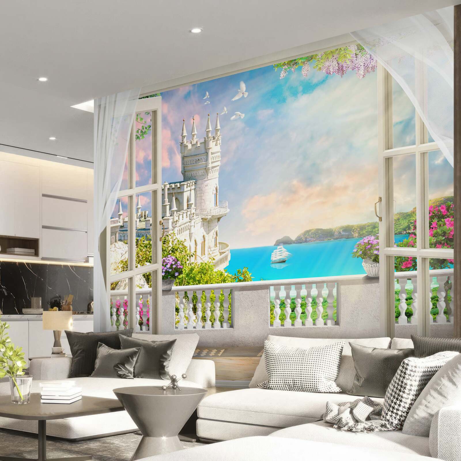 Фотошпалери тераса біля замку Ластівчине гніздо на набережній